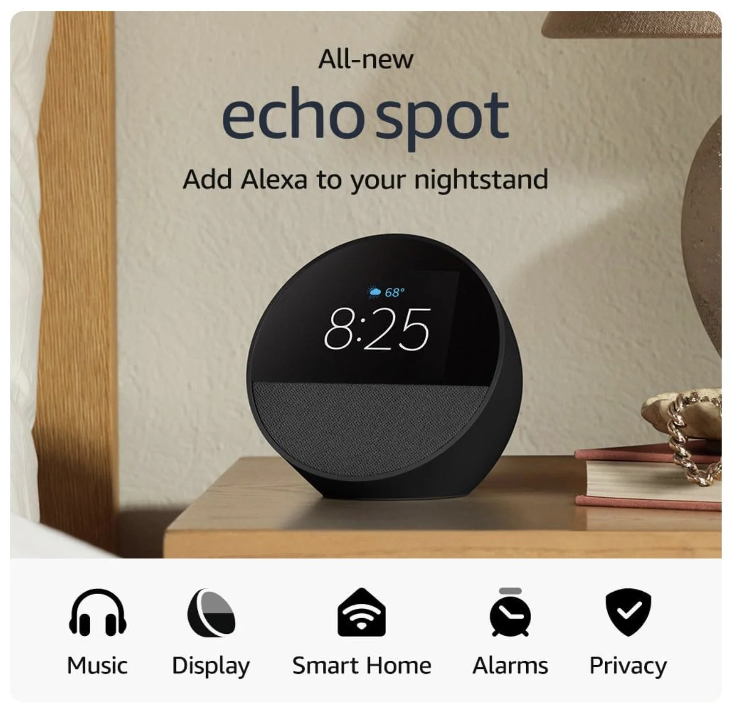 Amazon Echo Spot Alexa black white blue