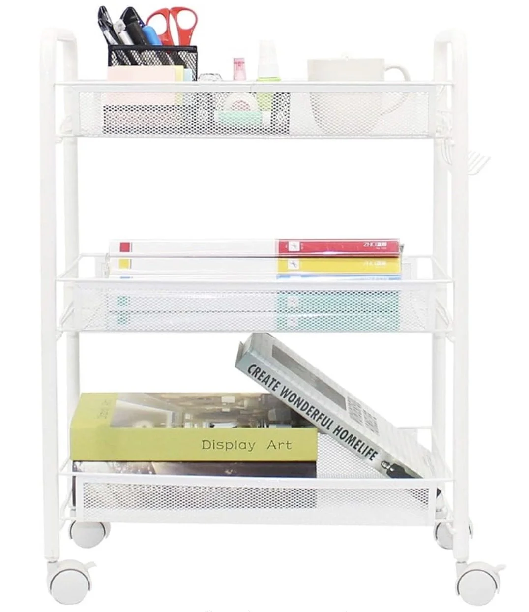 Under desk 3-tier wire cart