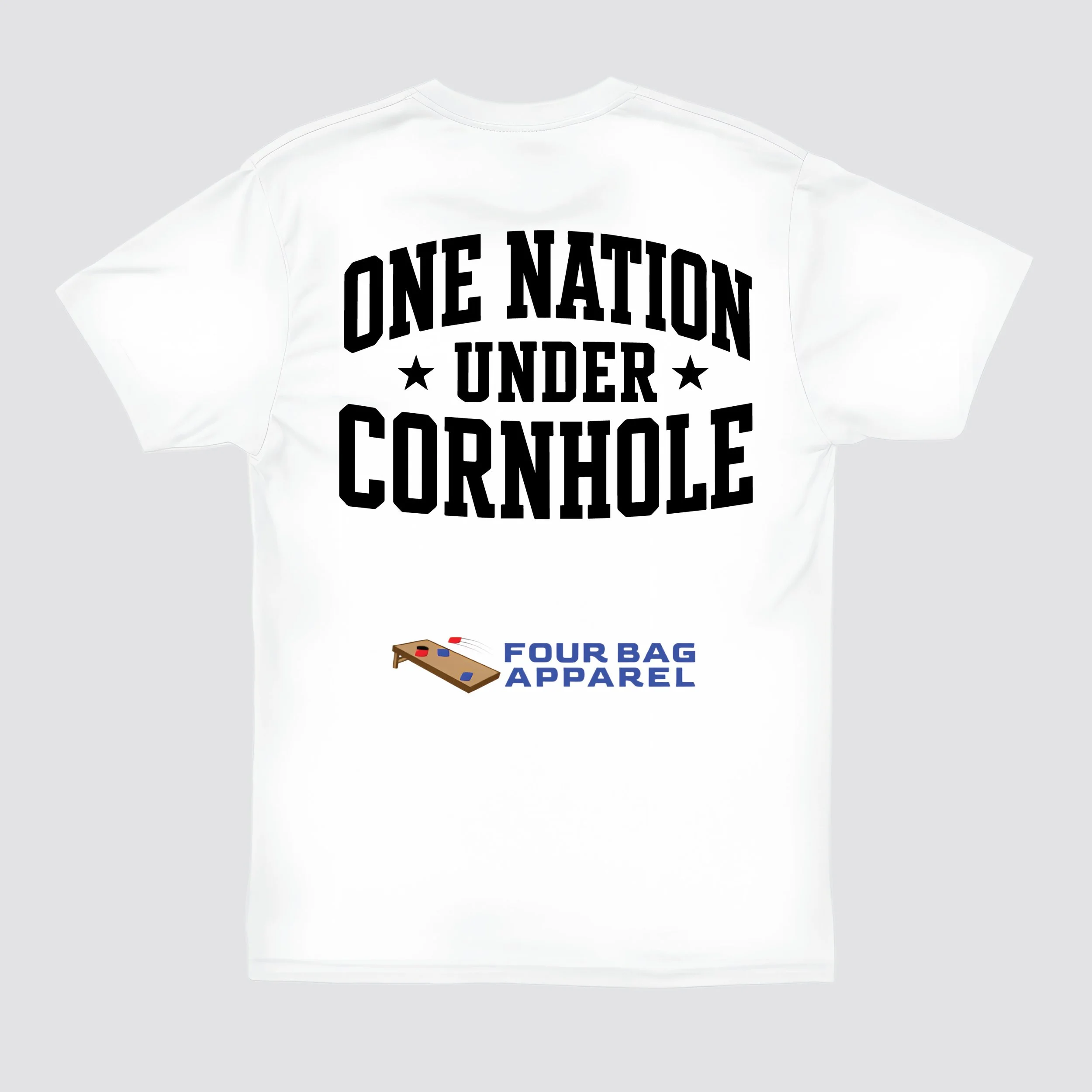 One nation under cornhole shirt-white.jpg