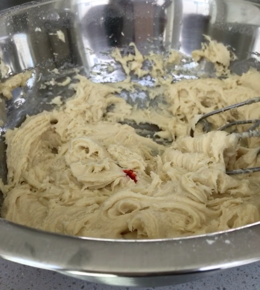  Batter with some wet ingredients mixed in 