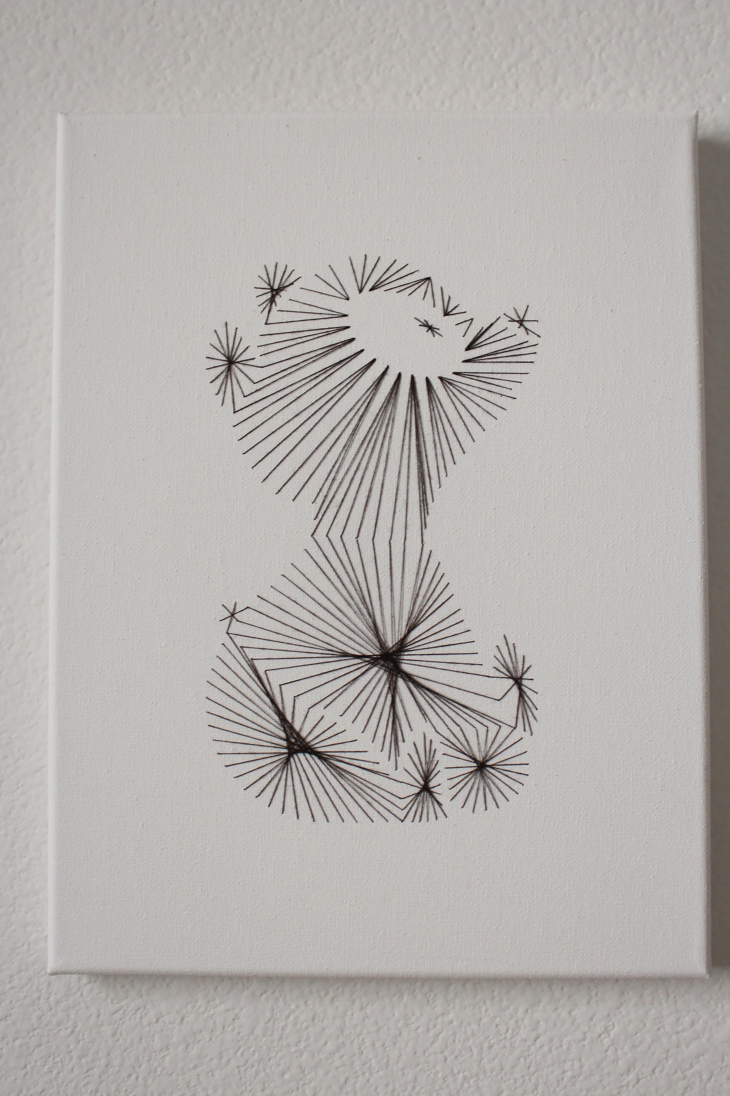  Dark brown bear sewn into a canvas 