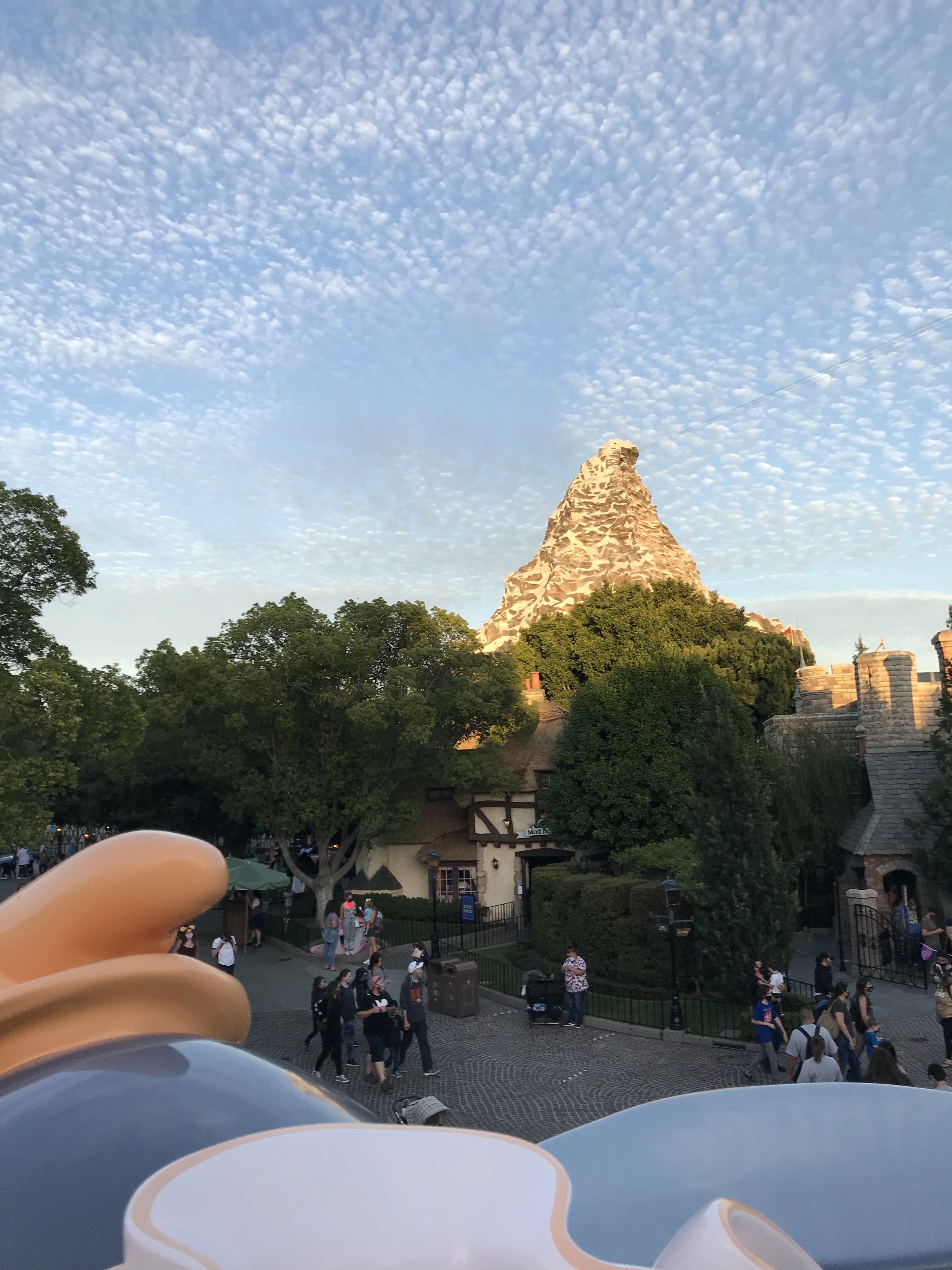  View of the Matterhorn Bobsleds mountain from the top of the Dumbo ride 