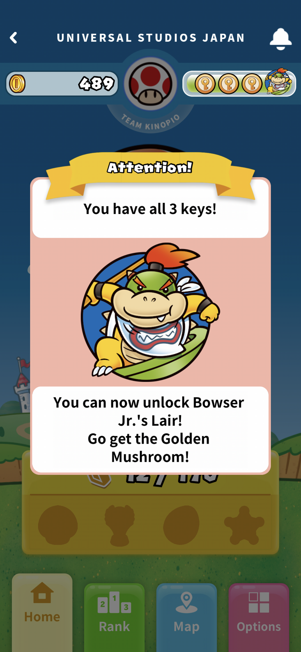  Screenshot of USJ app when all 3 keys are obtained 