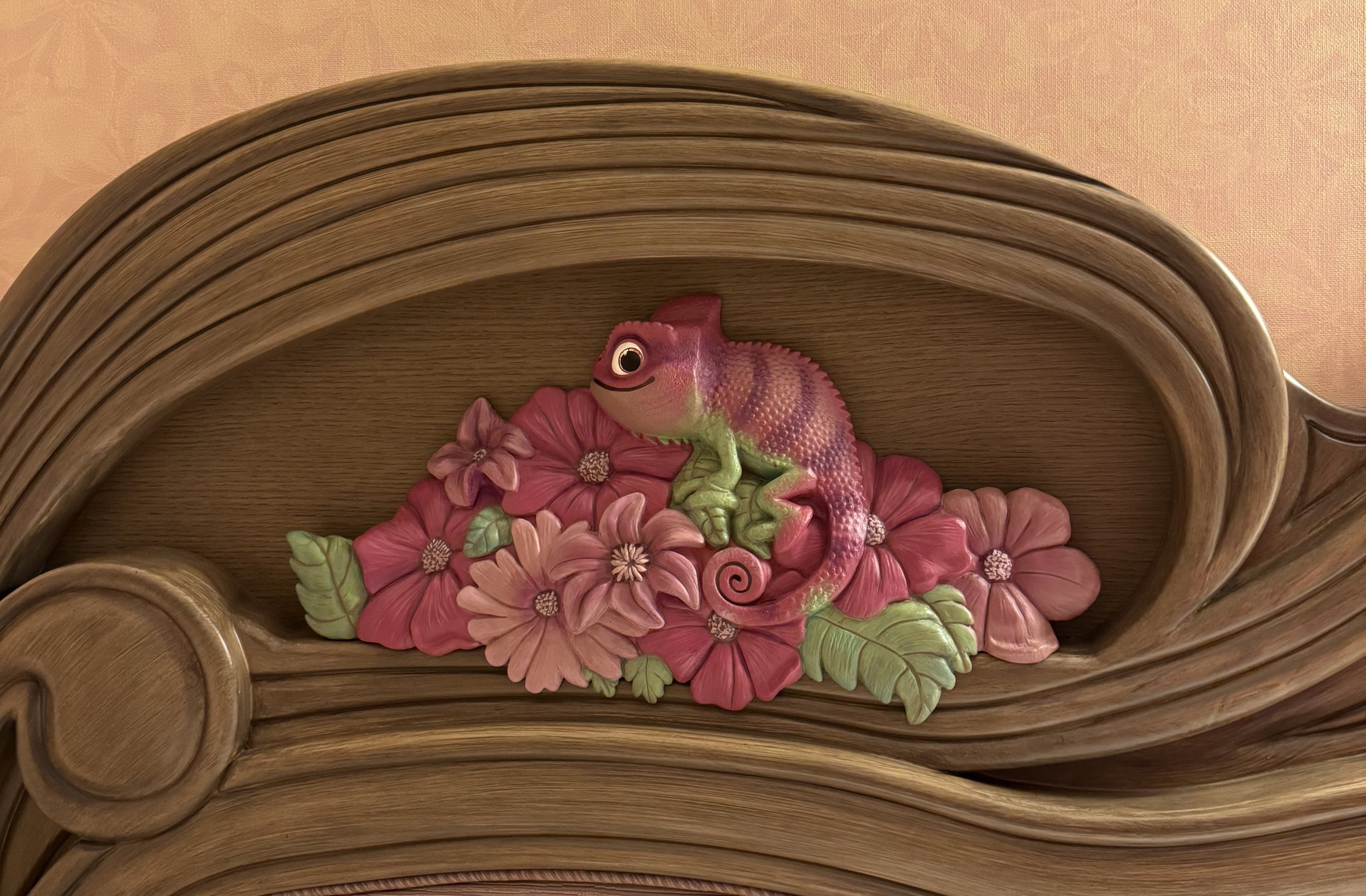 Pascal headboard detail in the Fantasy Springs Hotel Fantasy Chateau room