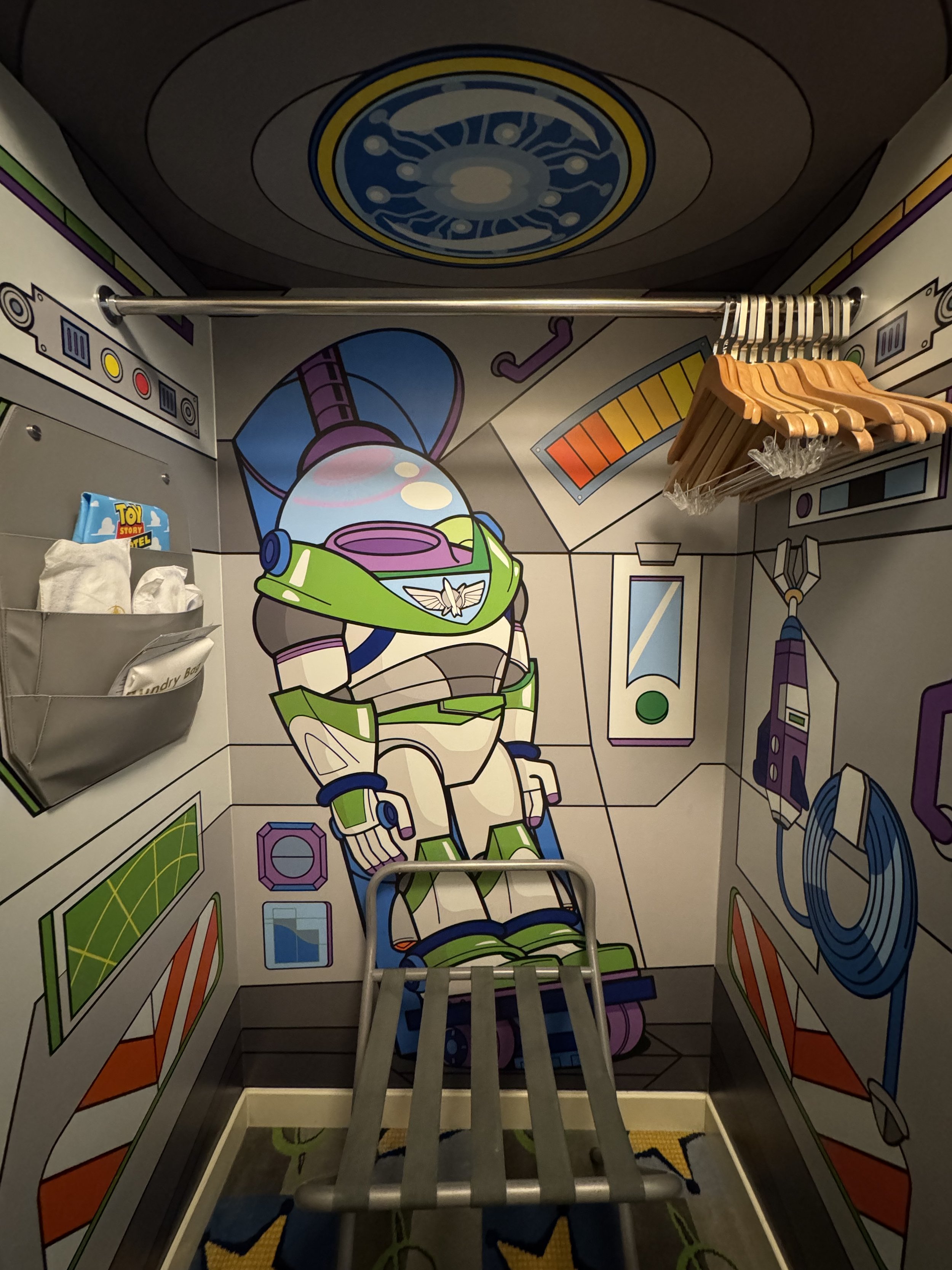 View of the closet inside Buzz Lightyear room in Toy Story Hotel Shanghai Disney Resort