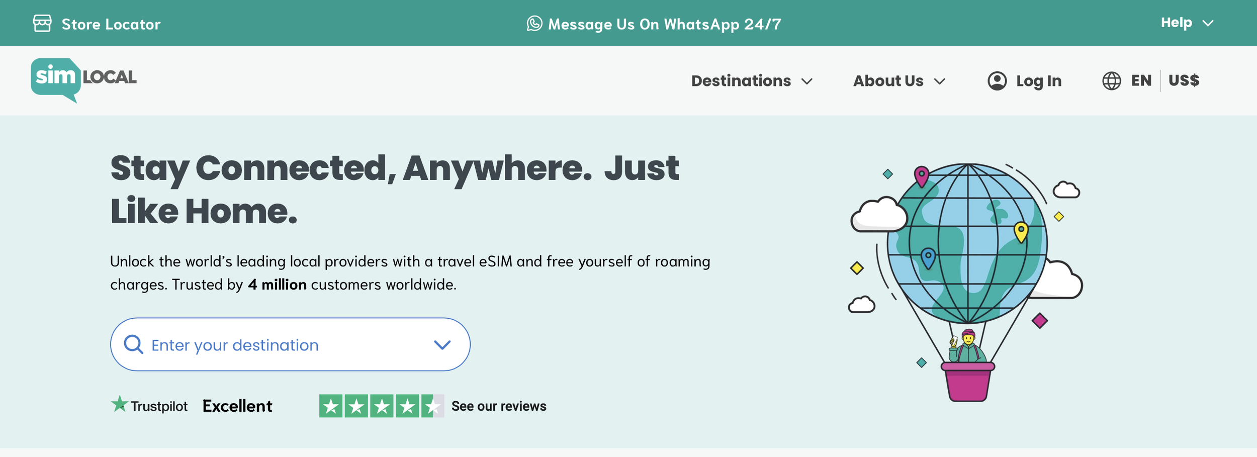 Screenshot of SIM Local landing webpage