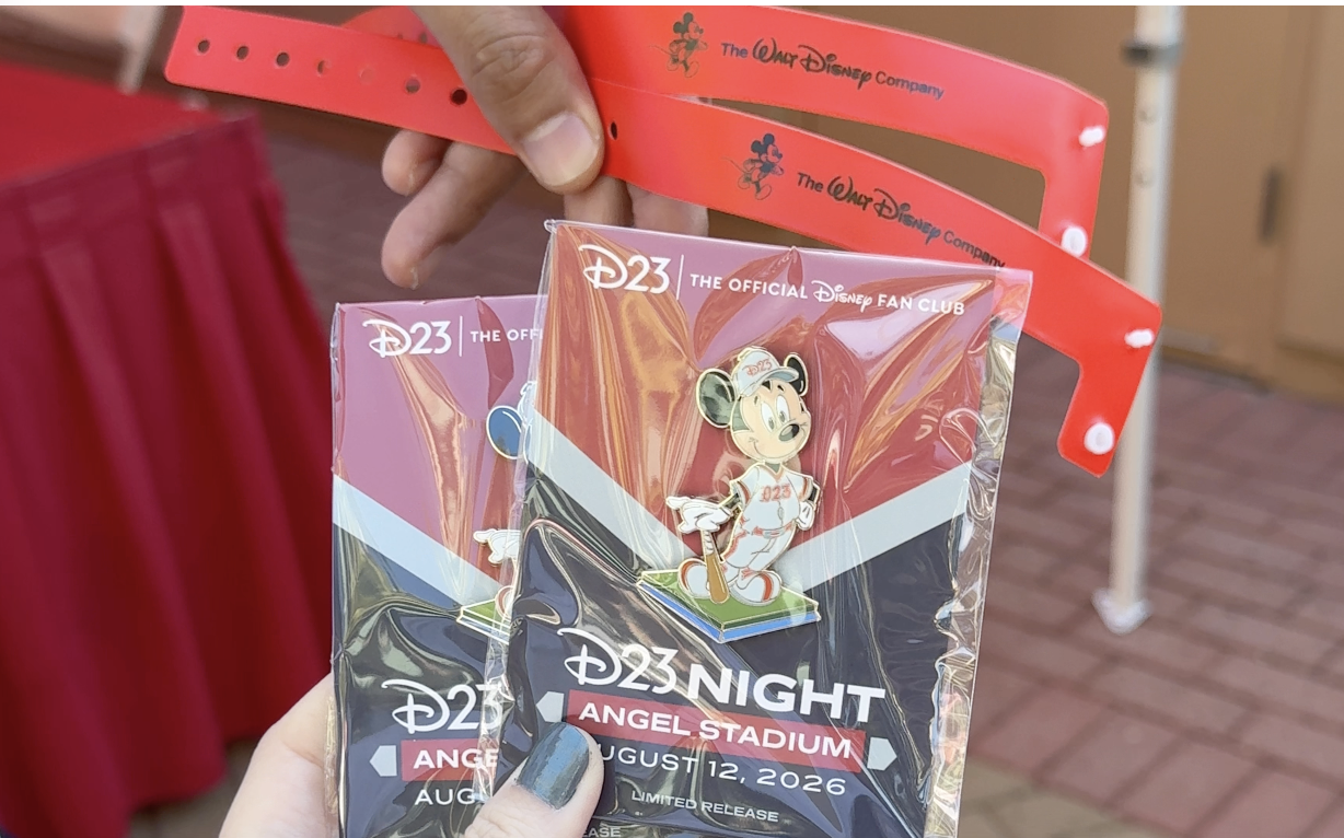 D23 Night Mickey pin and Disney wristbands