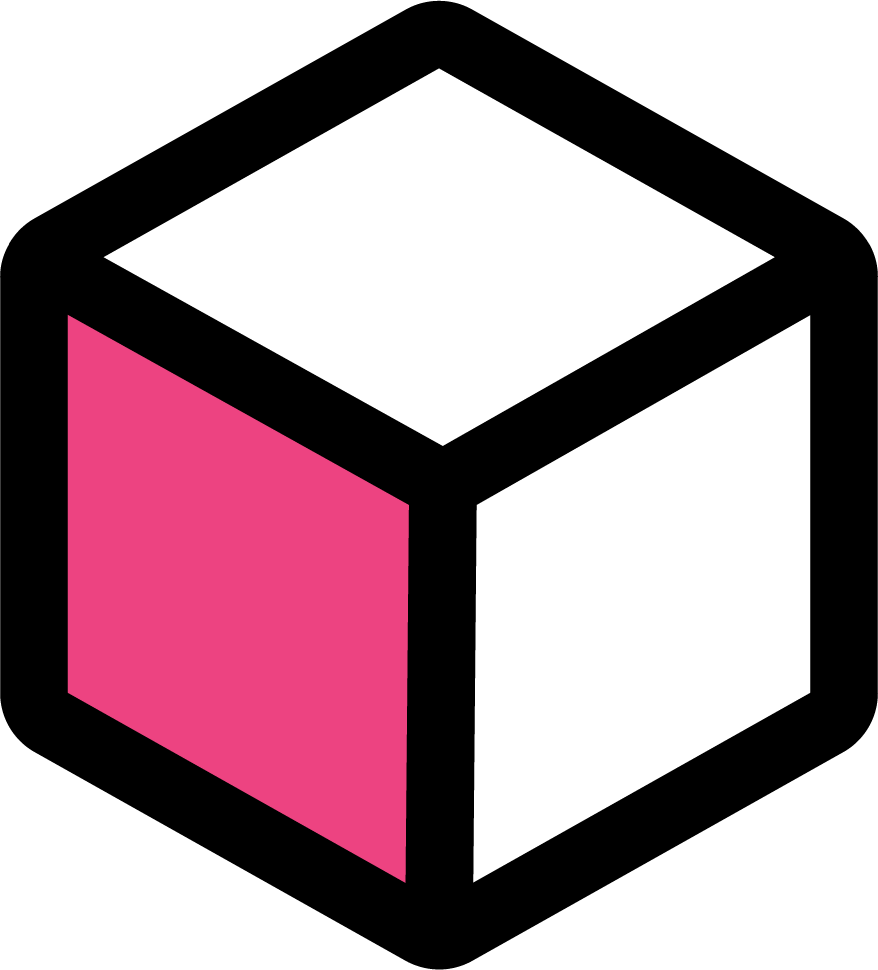pink duotone cube icon