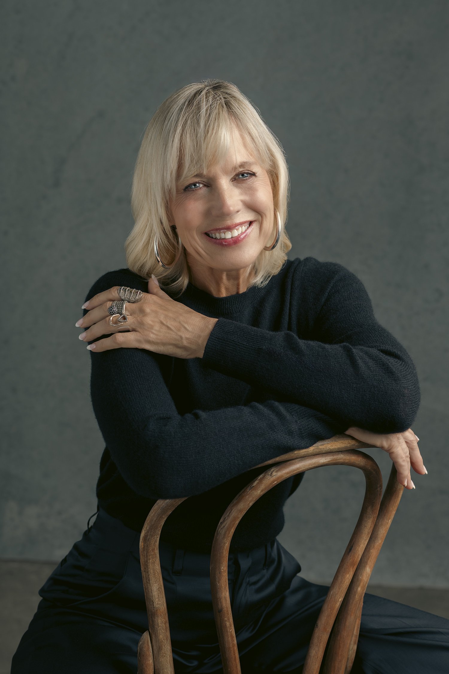 Middle aged woman with blonde hair photographed in studio in headshot portrait setting in Seattle New York and Los Angeles 