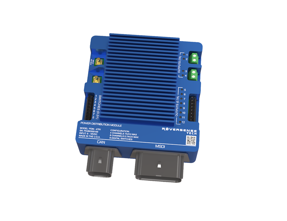Top view of power distribution module with twelve channels and switch detection