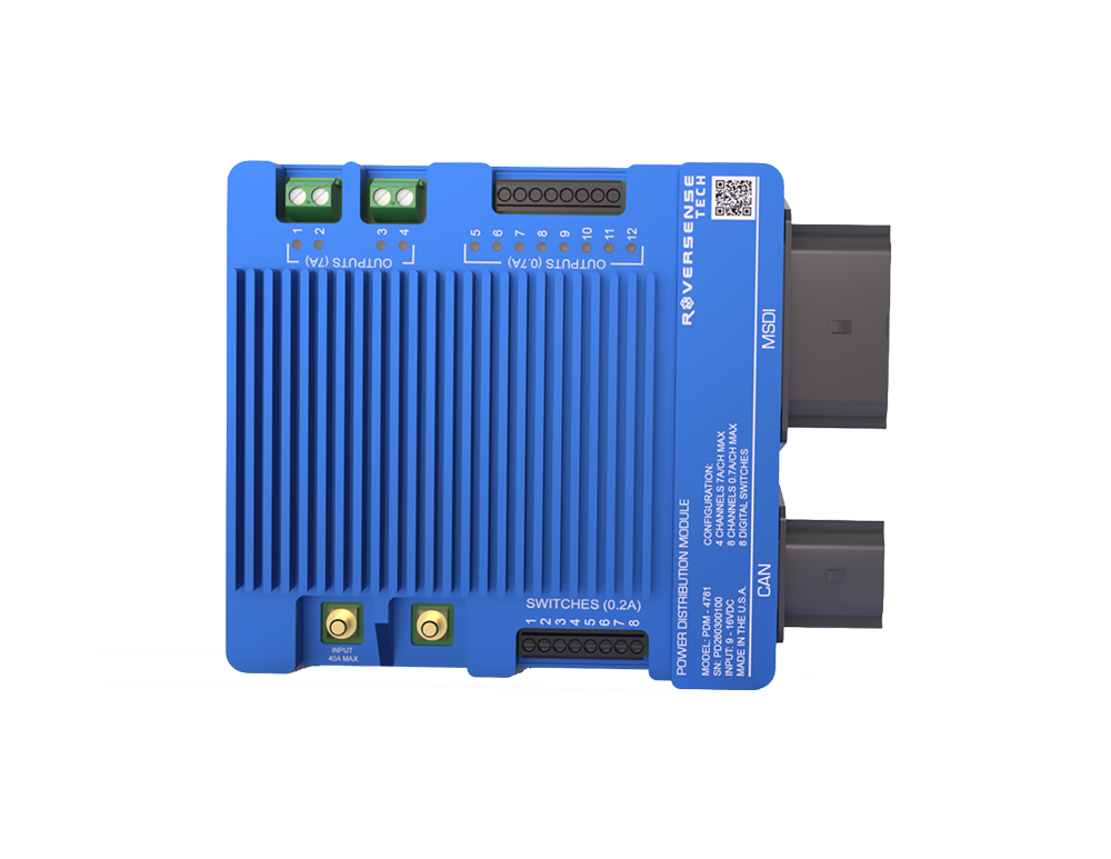 Top view of power distribution module with twelve channels and switch detection