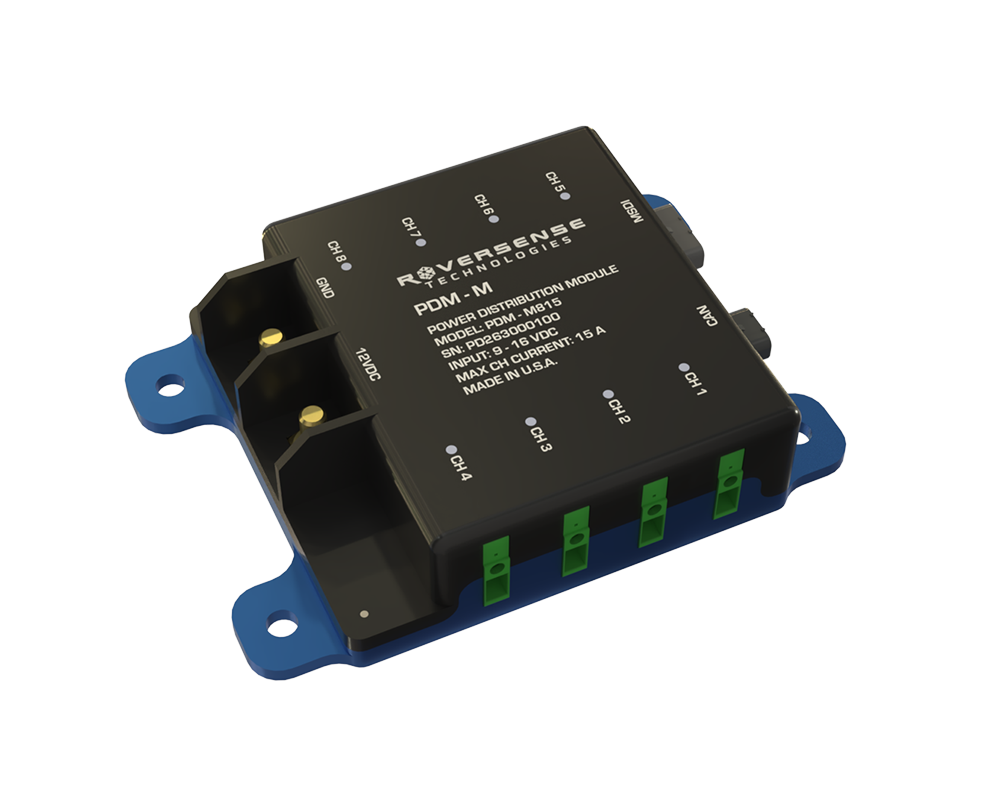 Top view of power distribution module with eight channels and switch detection