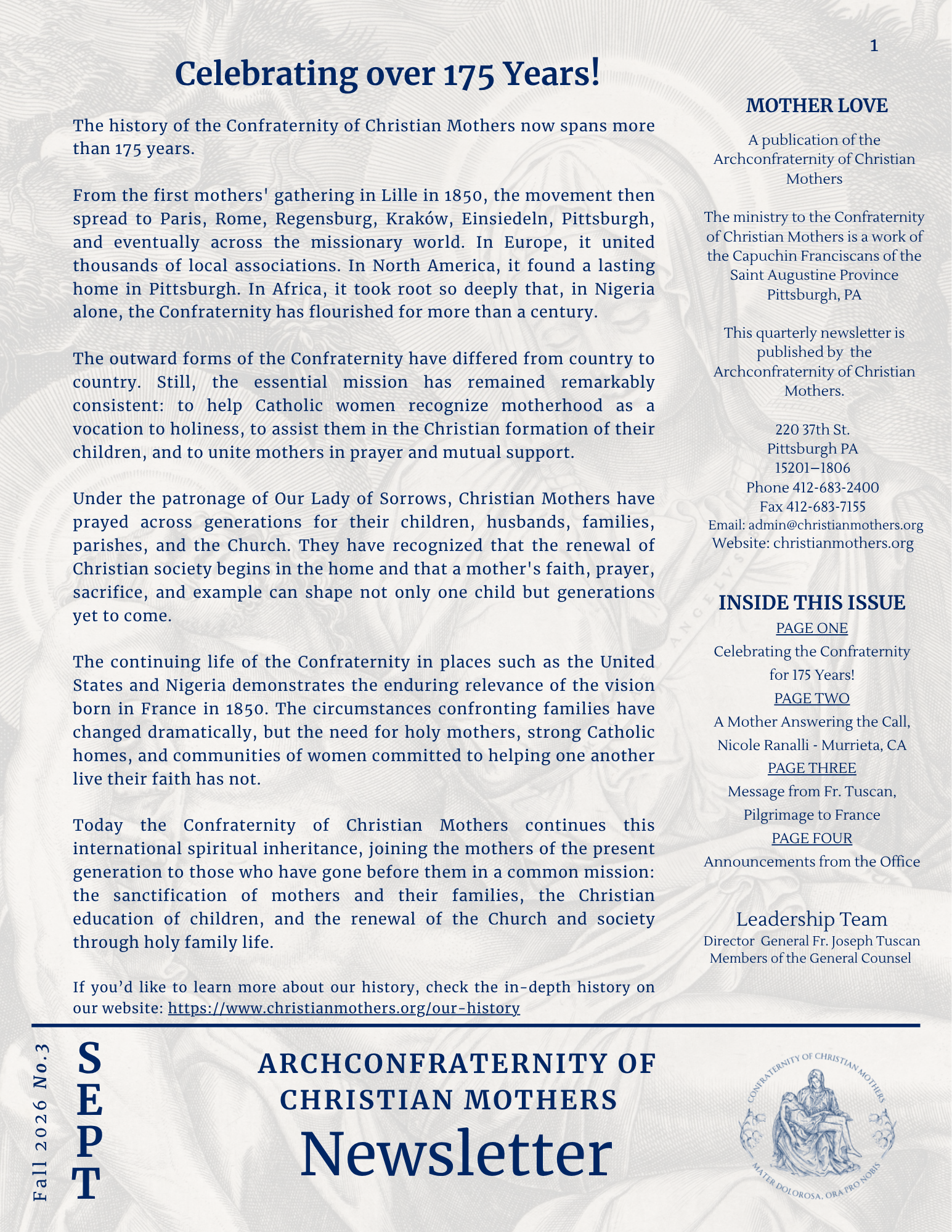 Mother Love Newsletter | Issue No. 3 Fall 2026