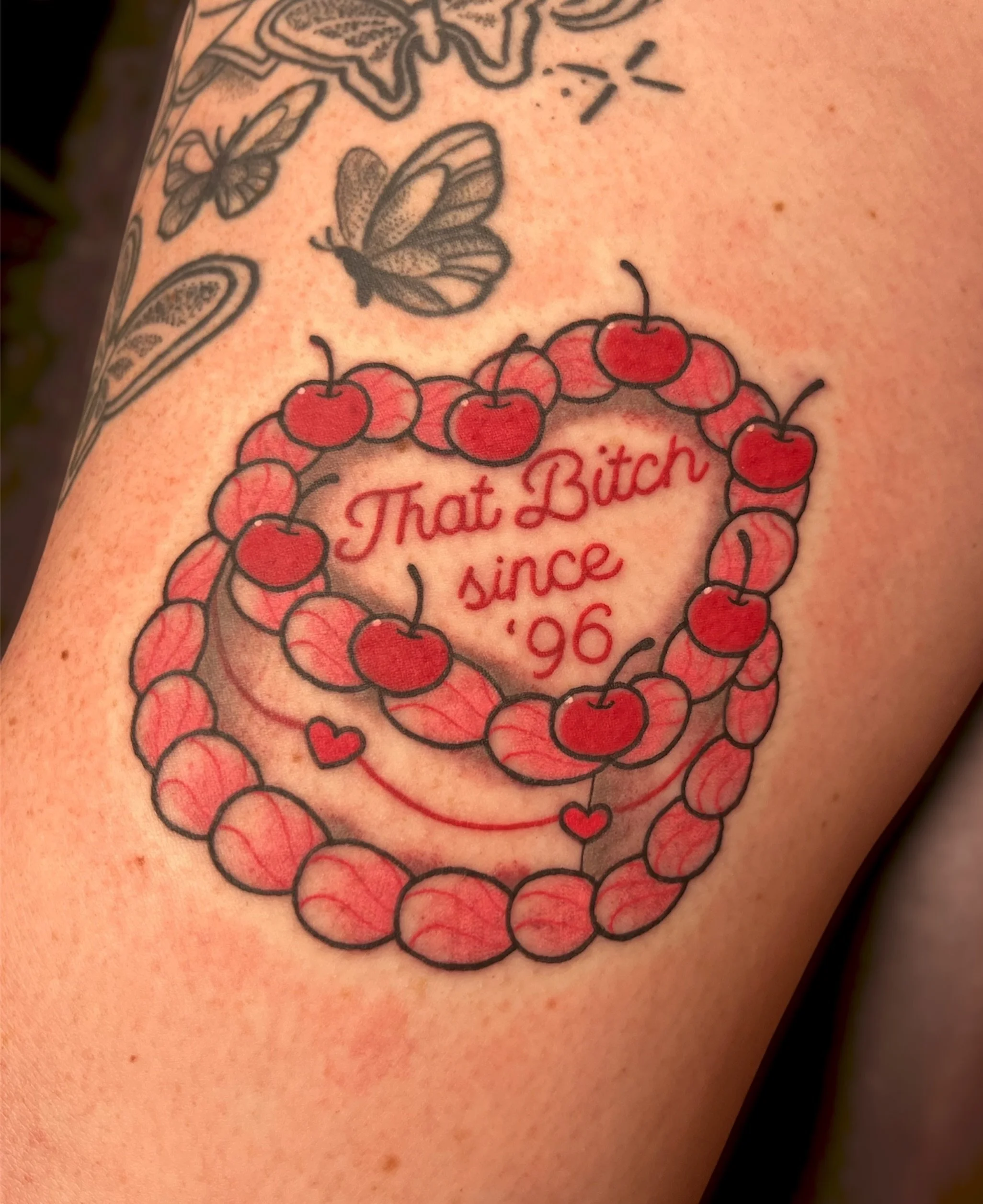 Happy 30th, Jaclyn! 🤠🍒🎂

📍 @torchandcrowntattoo 
🔗 booking form link in bio 
📓 available flash in highlight 

#spicygirlart #yeahTHATgreenville #stenciljam #madrabbitambassador #caketattoo