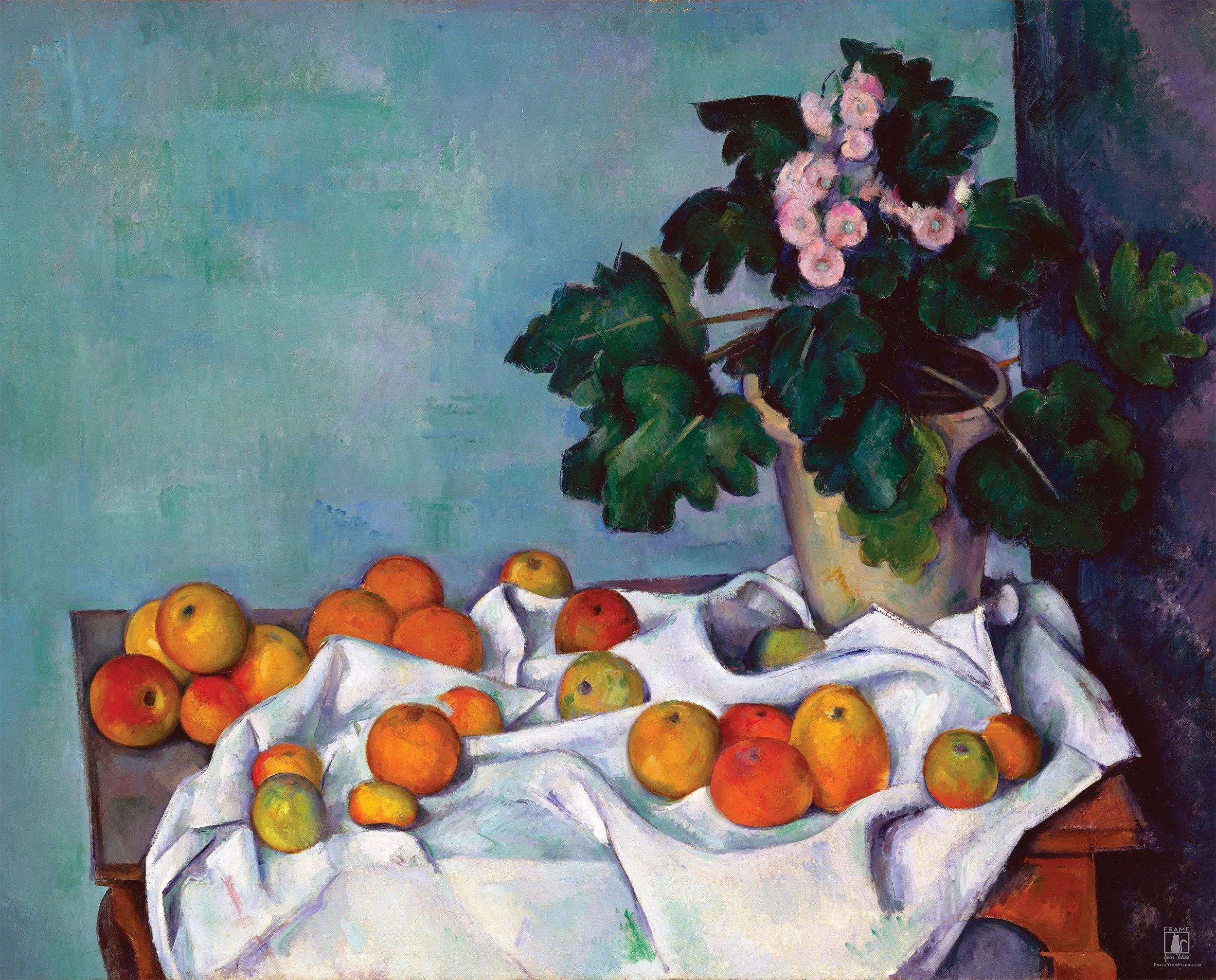 "Still Life with Apples and a Pot of Primroses" | By Paul Cézanne