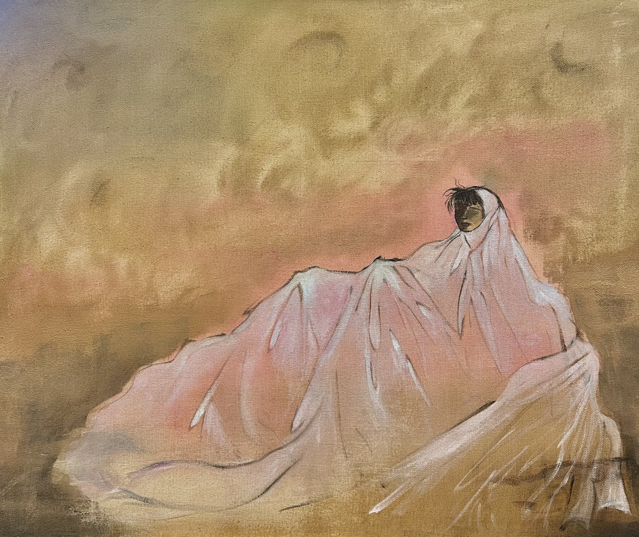 Female Untitled. Lamia Shehata, 2026,  Acrylic on Canvas, 18in x 18in