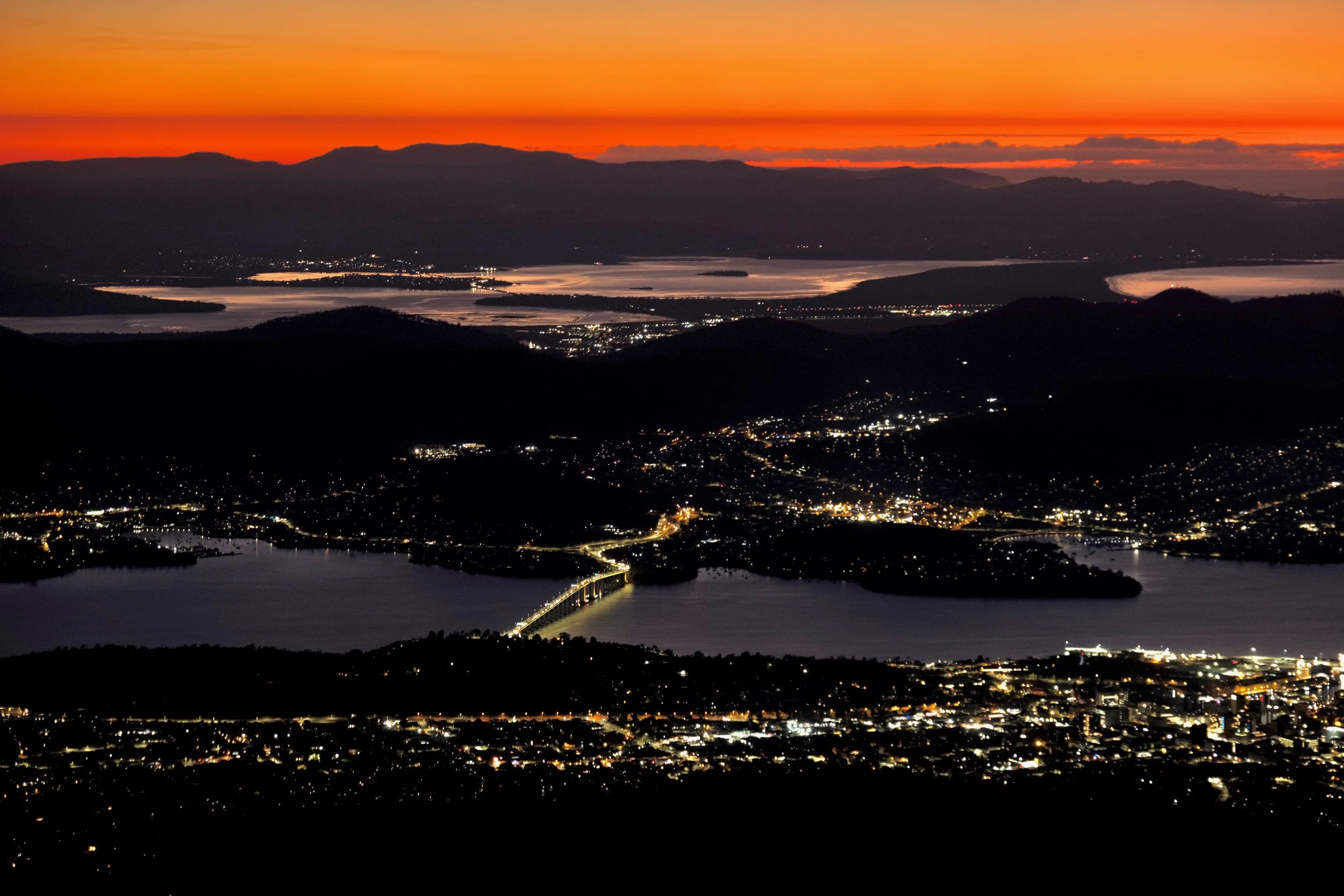Hobart Sunrise from Kunanyi Mt Wellington
