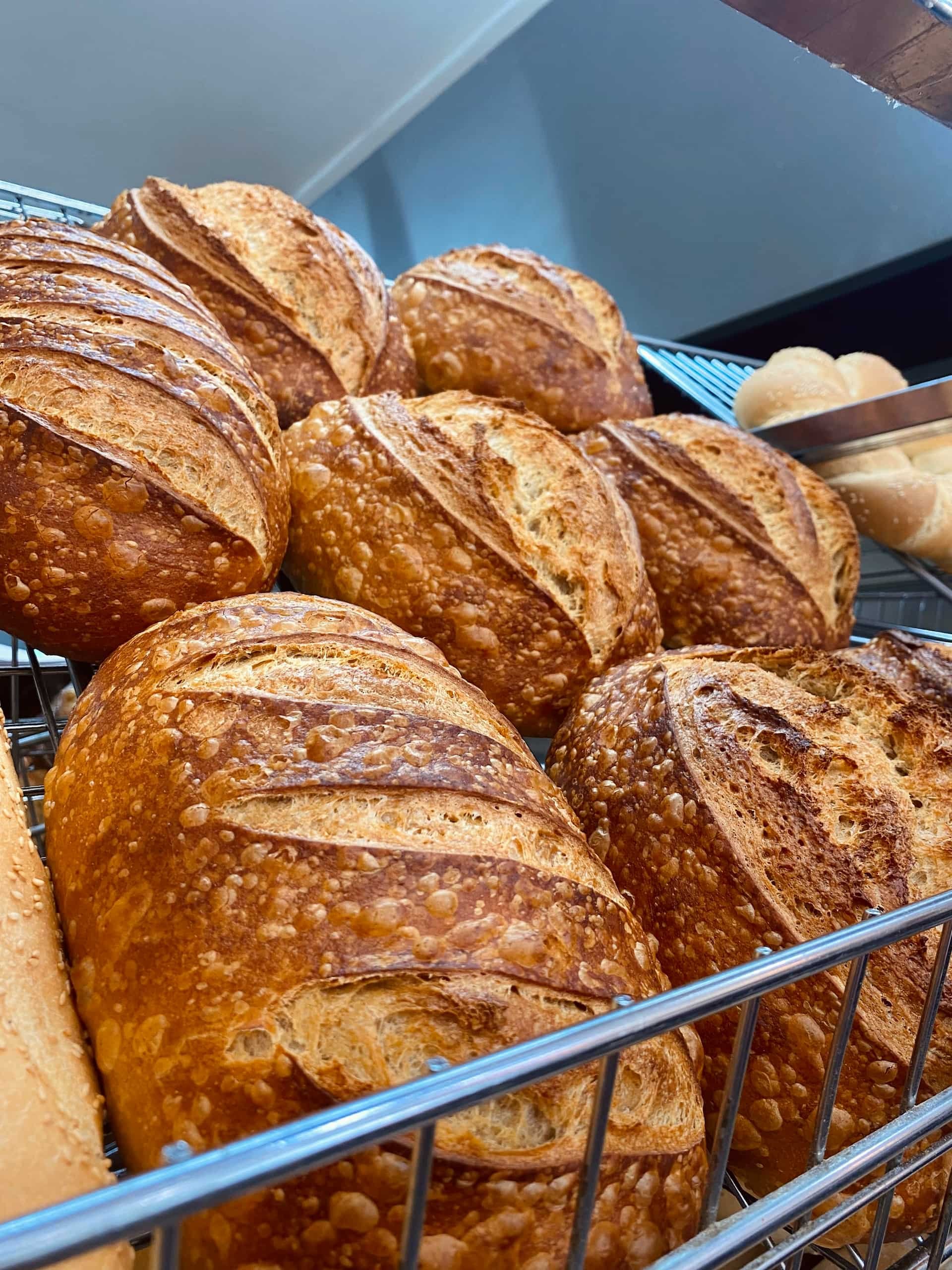 rack of fresh sourdough bread