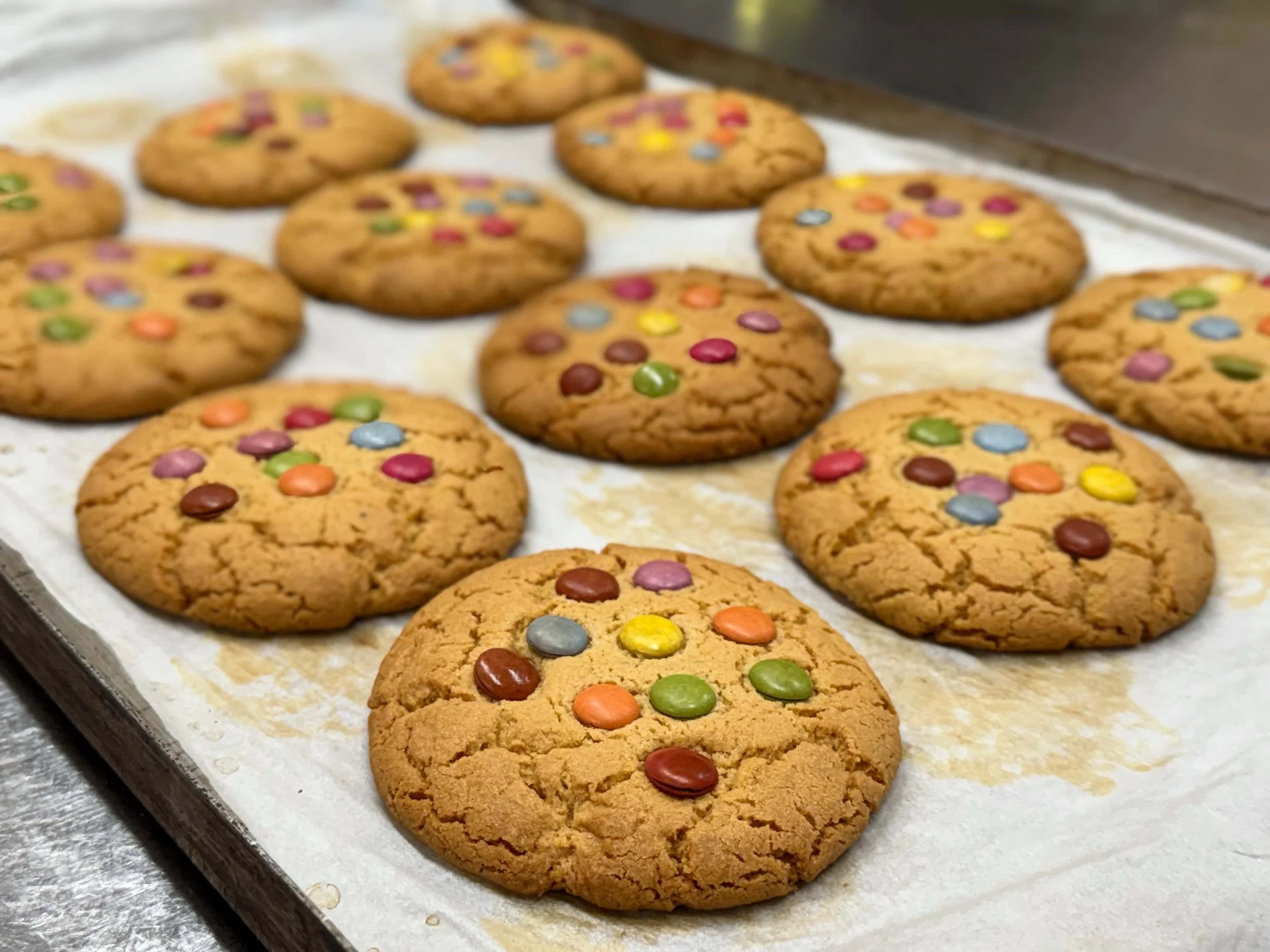 fresh baked smartie cookies from bakery.jpg