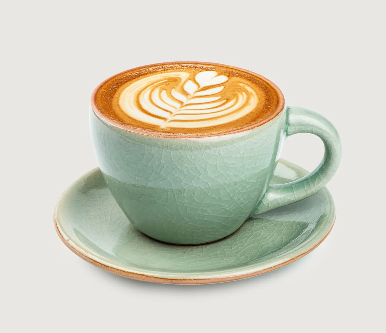 Latte in a green coffee cup