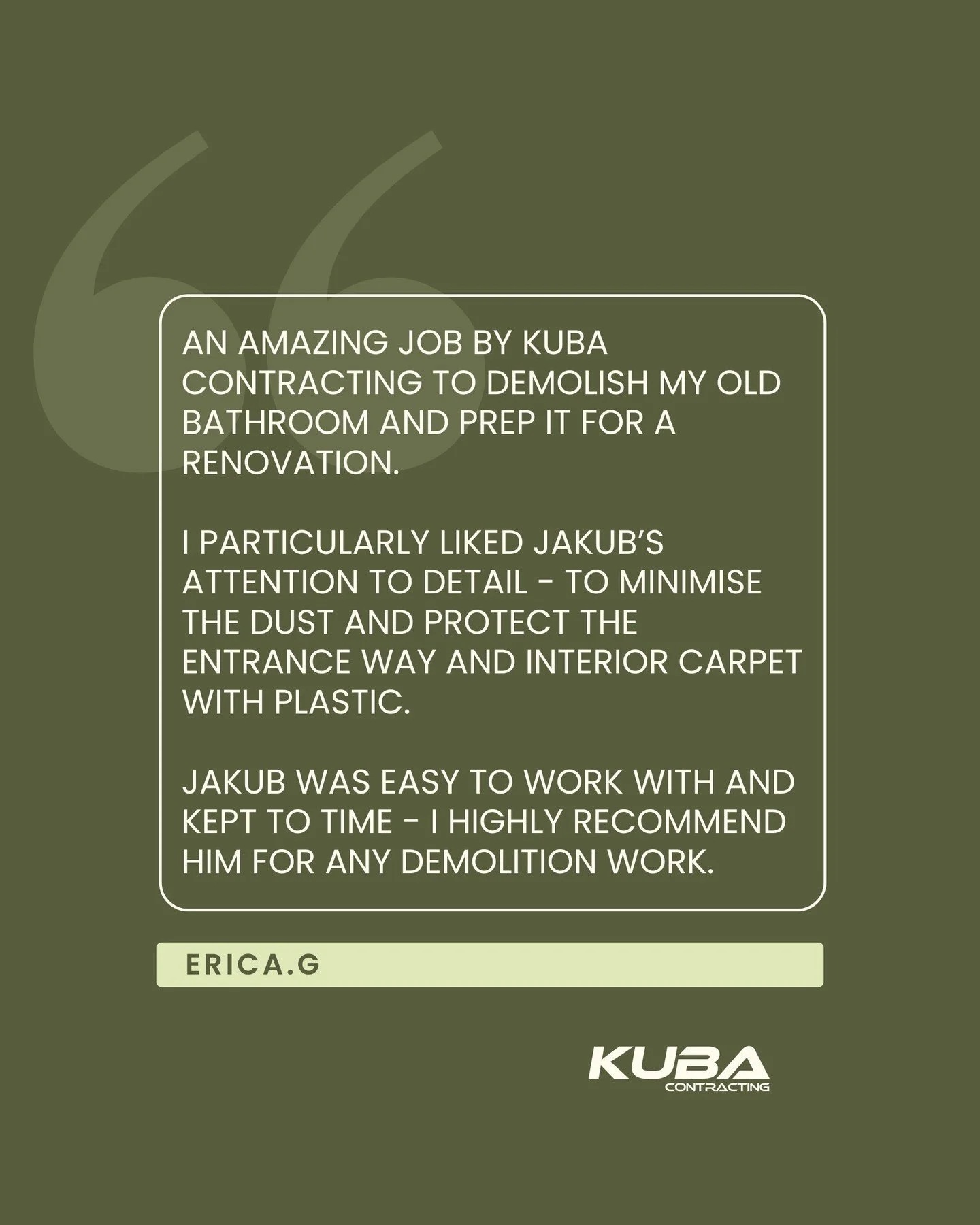 Thank you so much for the great feedback and support, Erica! It was a pleasure working on your bathroom renovation in Manly.

If you&rsquo;re on the Northern Beaches and planning a bathroom upgrade, get in touch - Kuba Contracting can help with all y