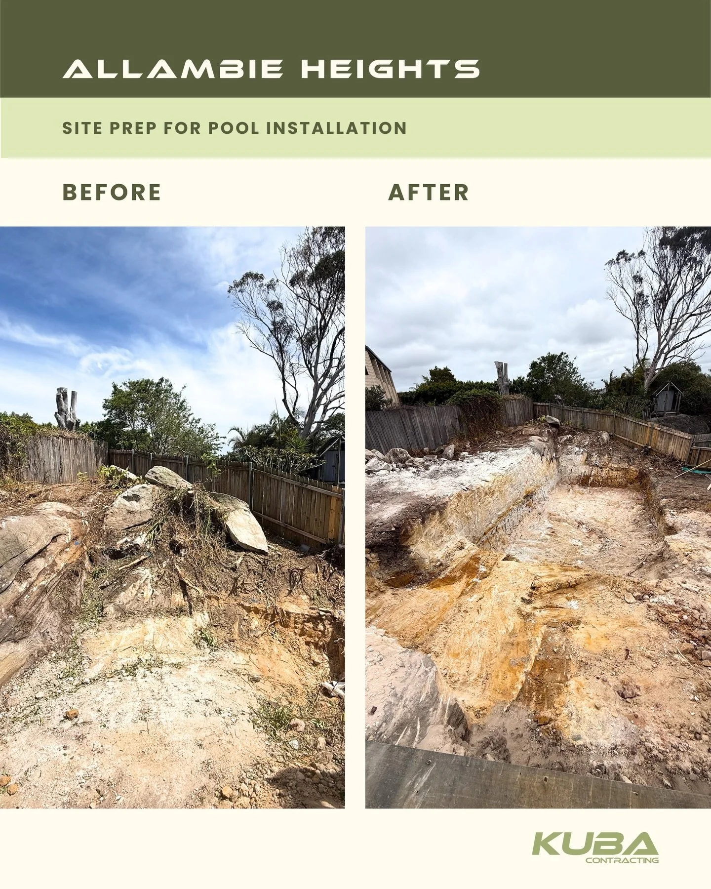 Before and after site prep for this house rebuild and pool installation in Allambie Heights on Sydney&rsquo;s Northern Beaches. 

🗓️ If you&rsquo;re planning a project locally, Kuba Contracting is here to help.

#kubacontracting #siteprep #houserebu