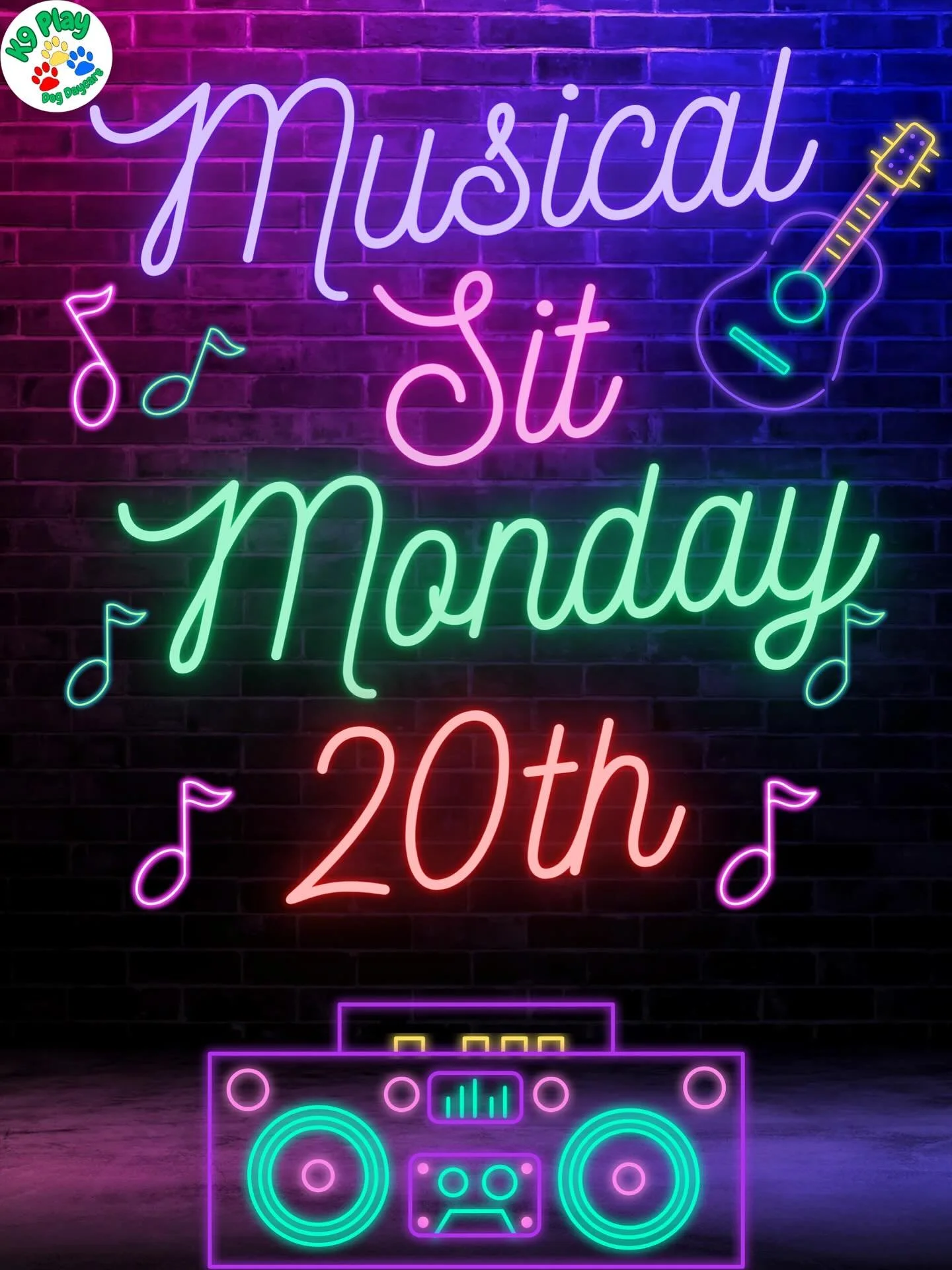 🎶 Monday 20th &ndash; Musical Sit Monday:
Just like musical chairs&hellip; but with SIT! Each round, the fastest pup to sit wins a treat. Who will be the sitting champion of the day? 🐶🏆