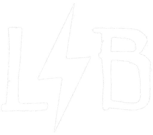 Logo with the letters L and B separated by a lightning bolt symbol.