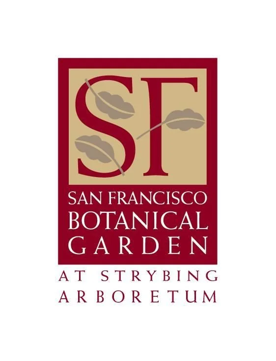 Logo for San Francisco Botanical Garden at Strybing Arboretum featuring the letters 'SF' with clouds and branches, and text below reading 'San Francisco Botanical Garden at Strybing Arboretum'.