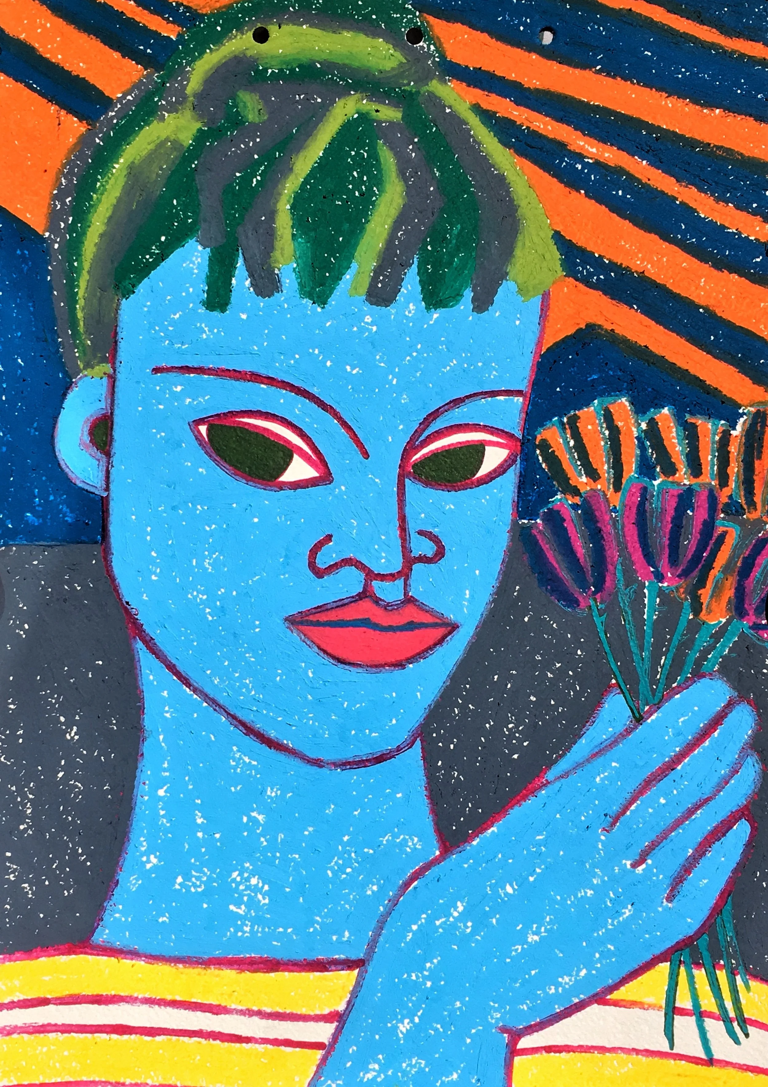 SUMMER MOOD. SPAIN oil pastel on paper, A3, 2018, available for purchase, price on request