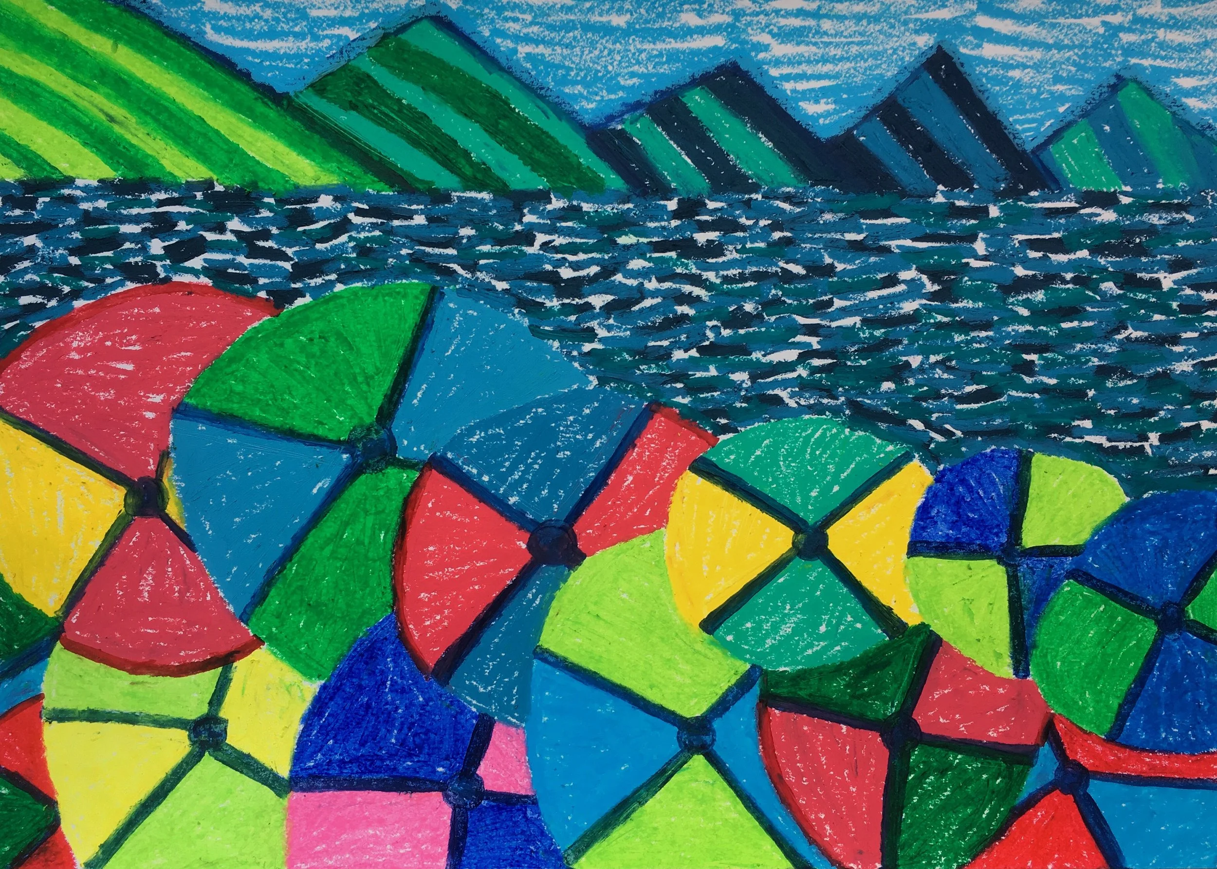 BENIDORM. SPAIN oil pastel on paper, A3, 2018, available for purchase, price on request