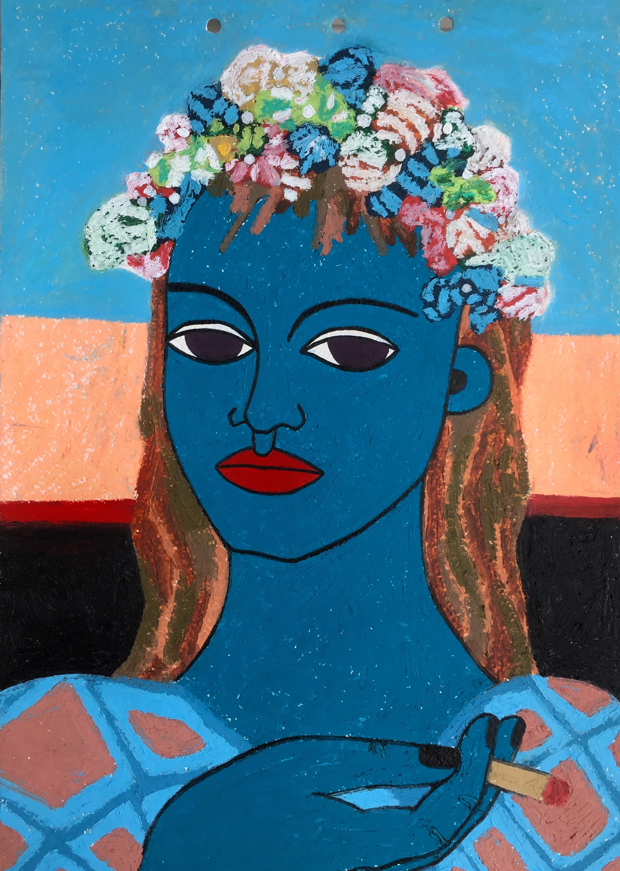 SELF-PORTRAIT #2. SPAIN oil pastel on paper, 2018, sold