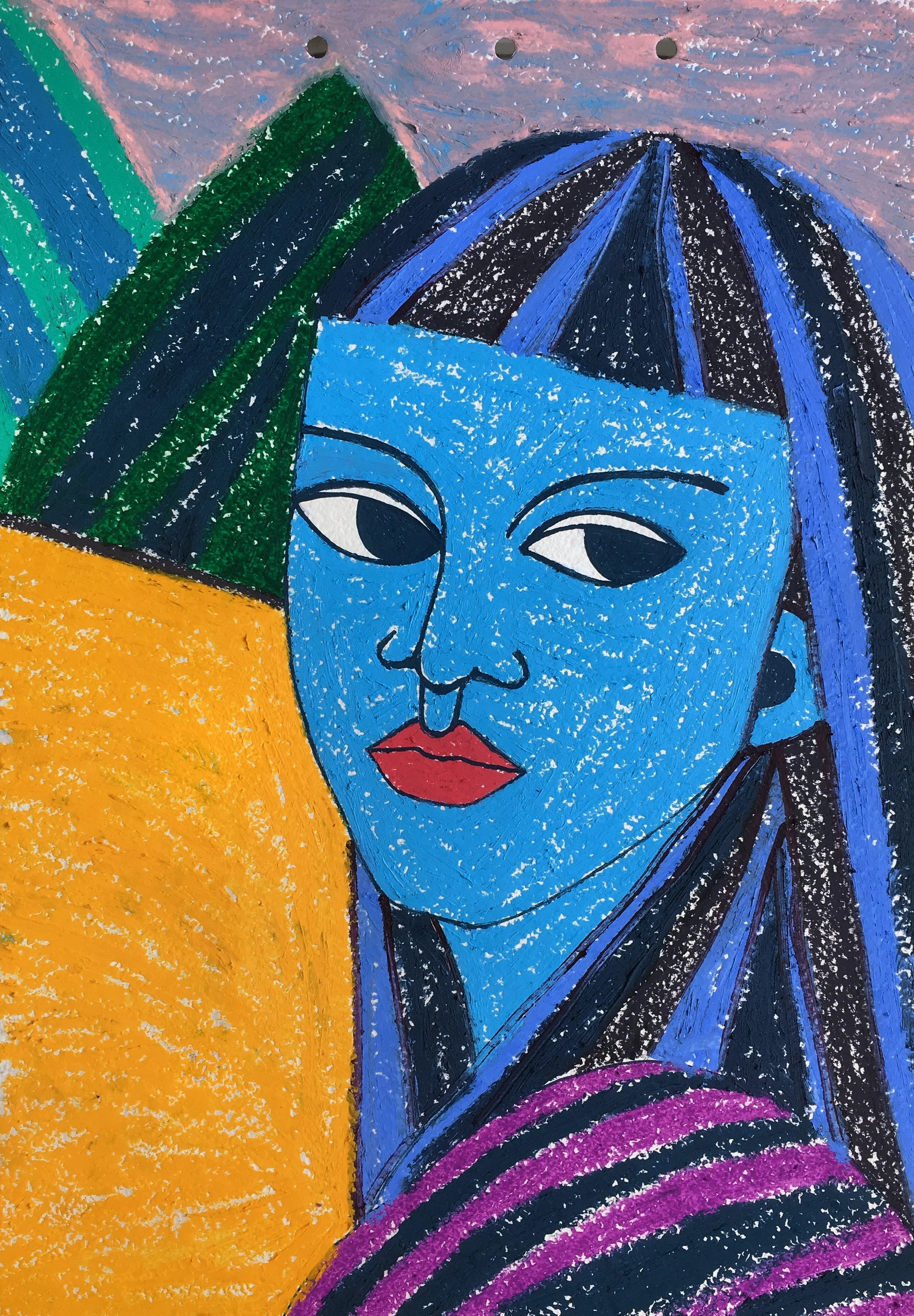 SELF-PORTRAIT. SPAIN oil pastel on paper, 2018, sold
