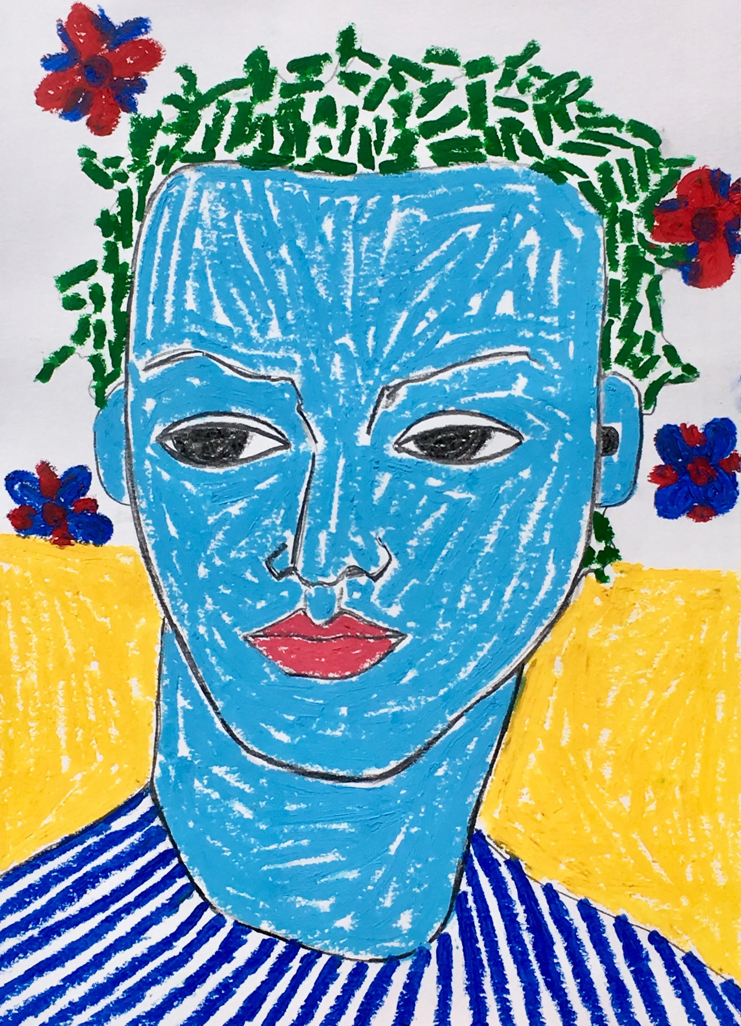 SUMMER MOOD #1. SPAIN oil pastel on paper, A4, 2018, available for purchase, price on request
