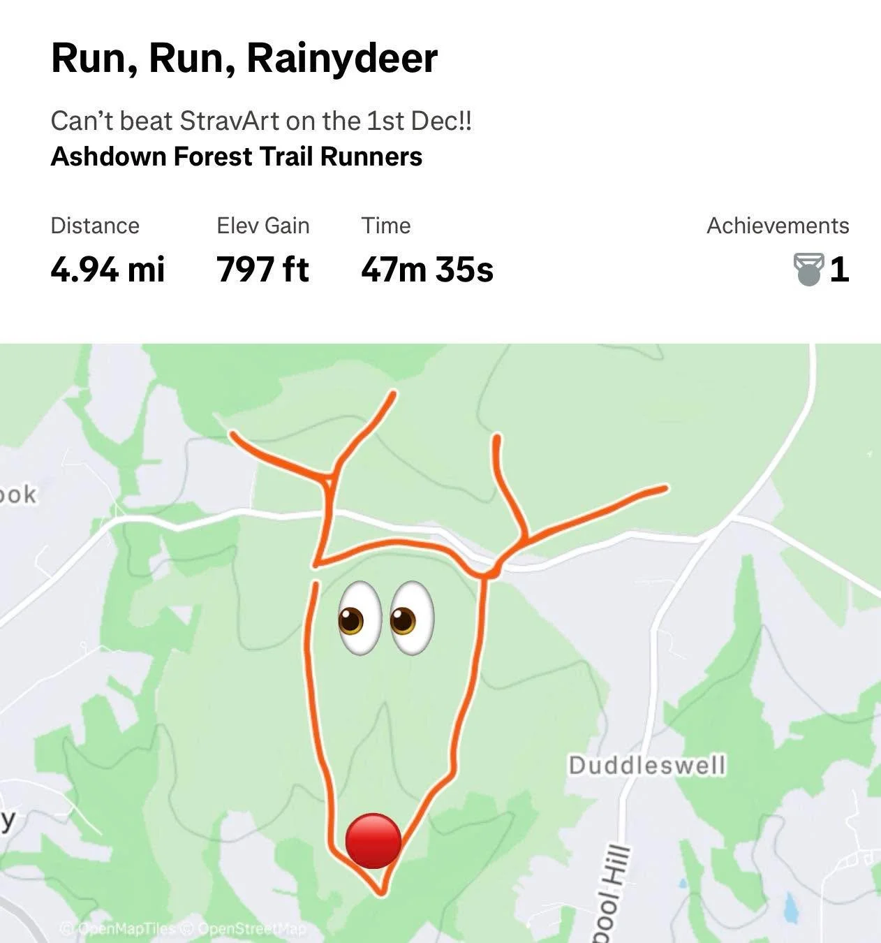 December 1st called for this cute route today 🦌 FunDay Monday &hellip; and functional with all the hills!
If the weather had been nicer Rudolph might have had more antlers too!