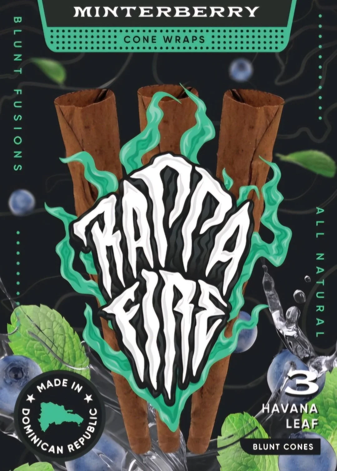 Rappa Fire Havana Leaf Blunt Cones (Mint Berry)