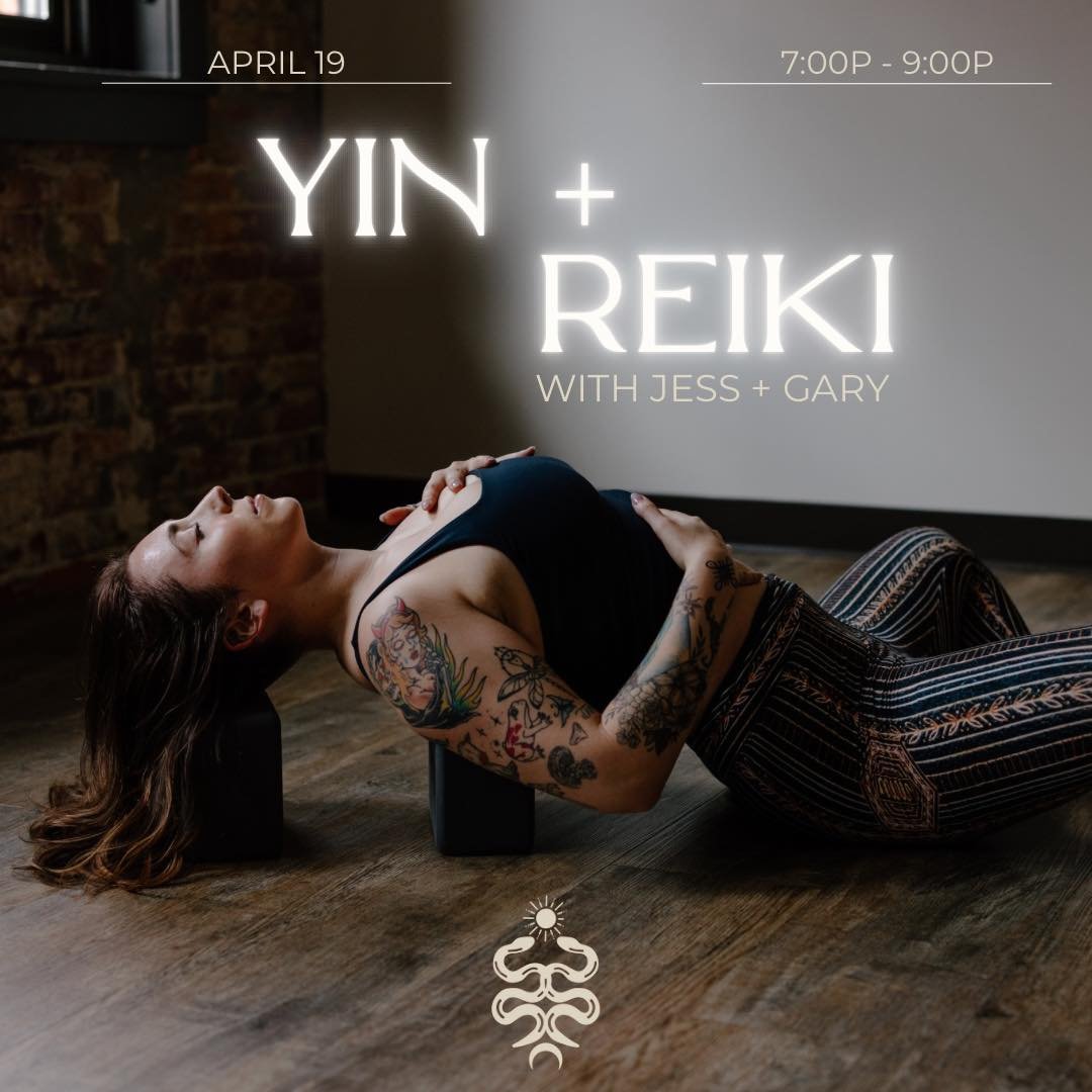 🤲Yin + Reiki is back this Friday April 19, from 7:00-9:00P ✨ 

✨This 120 minute experience will include a yin practice to balance each of the chakras paired with full body reiki energy clearing. 30 minutes at the end of the session is reserved for j