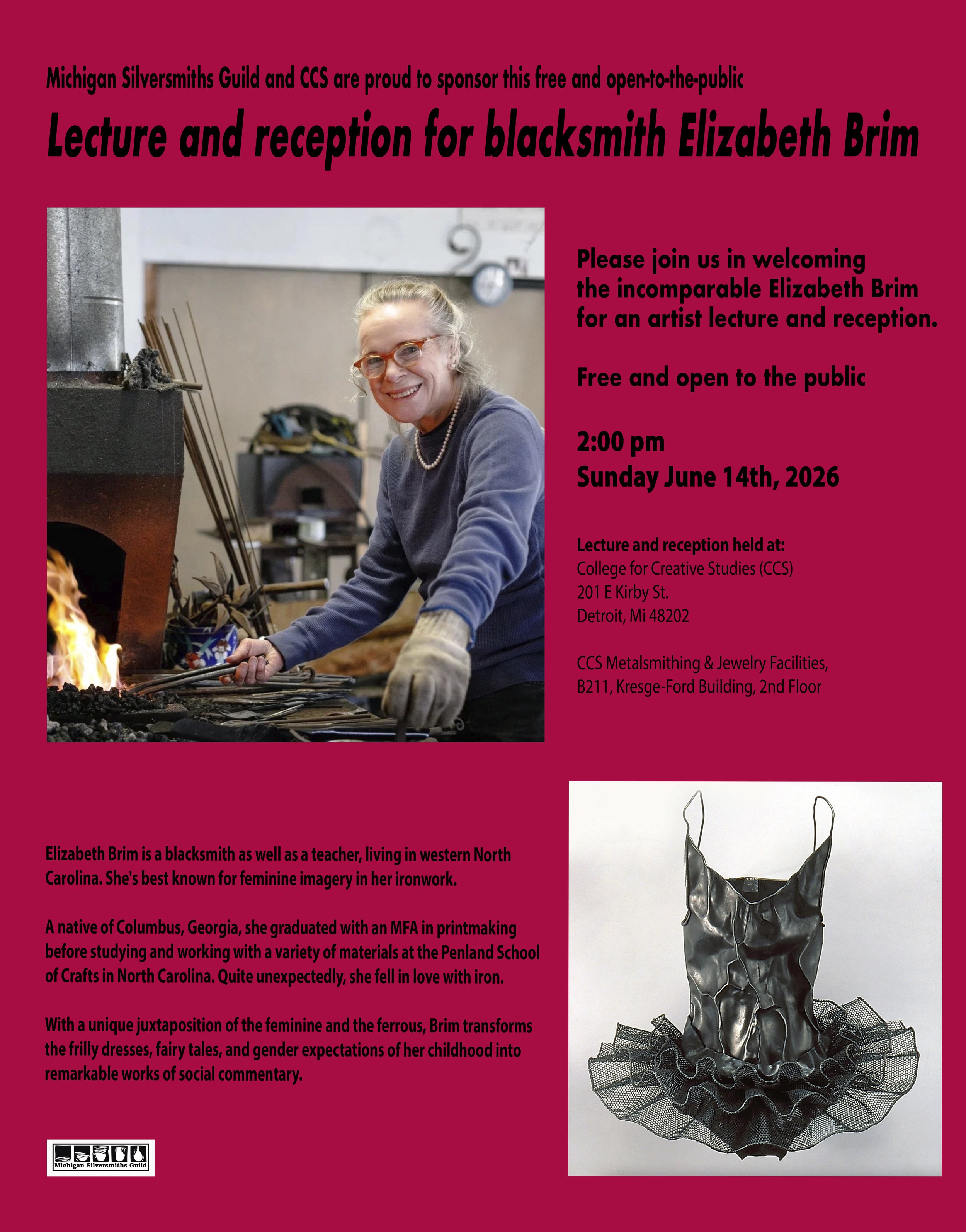Lecture and Reception for blacksmith Elizabeth Brim