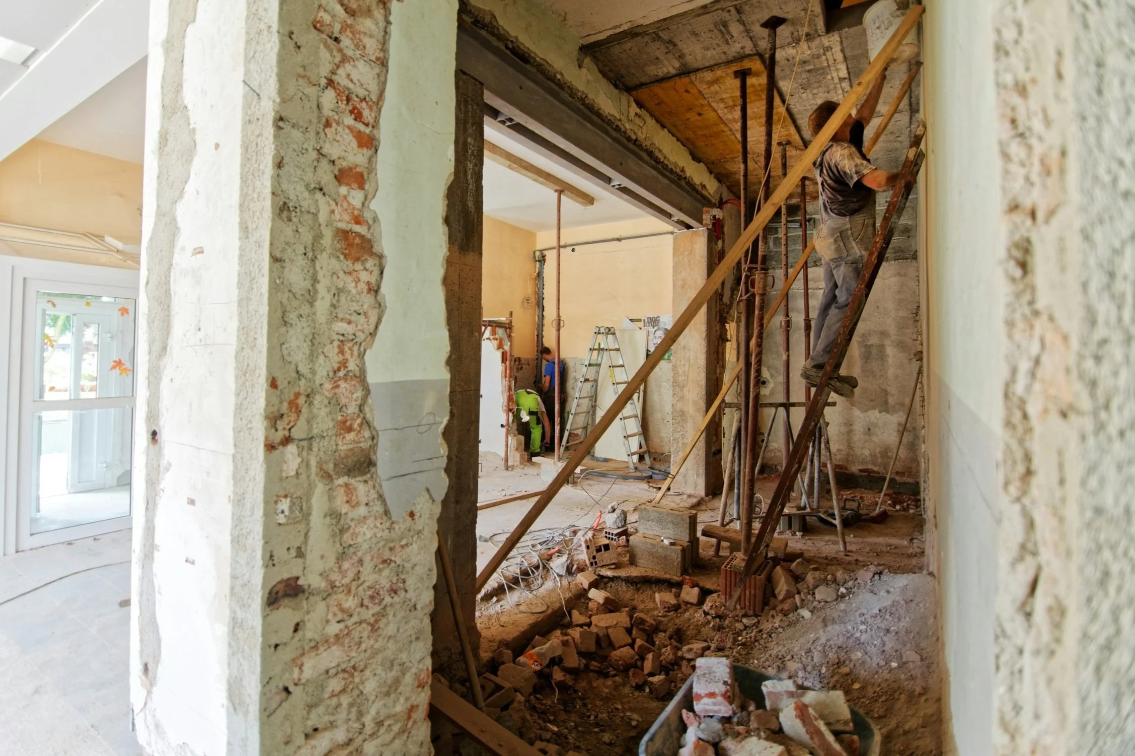 interior demolition wall and floor removal job