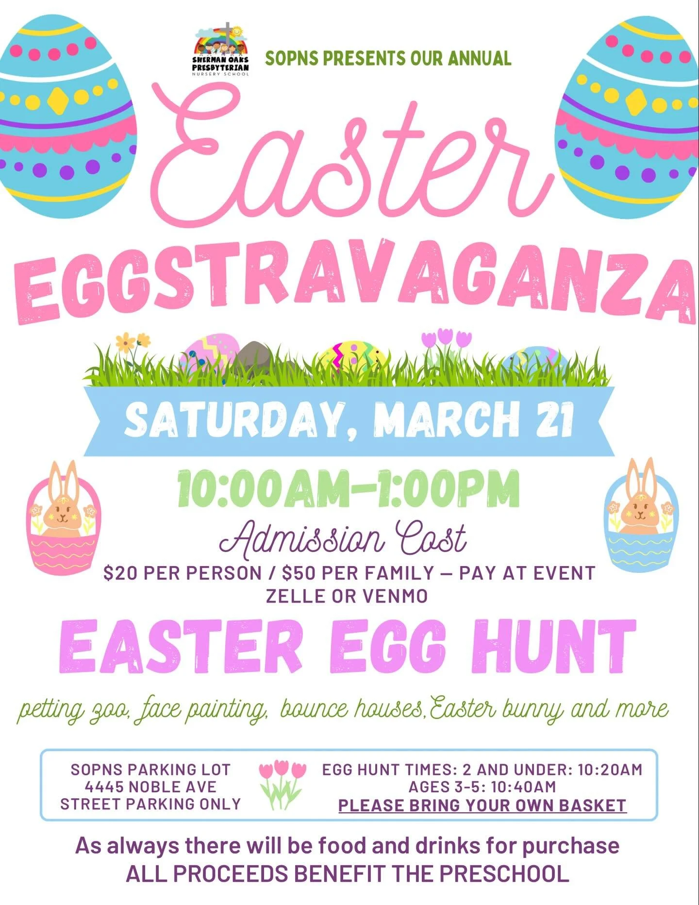 🌸🐰 Join us for our Annual Easter Eggstravaganza! 🐣🌷

Get ready for a day full of springtime fun, laughter, and sweet memories! Bring your family and friends for:
✨ Easter egg hunts
✨ Petting zoo
✨ Face painting
✨ Bounce houses
✨ A special visit f