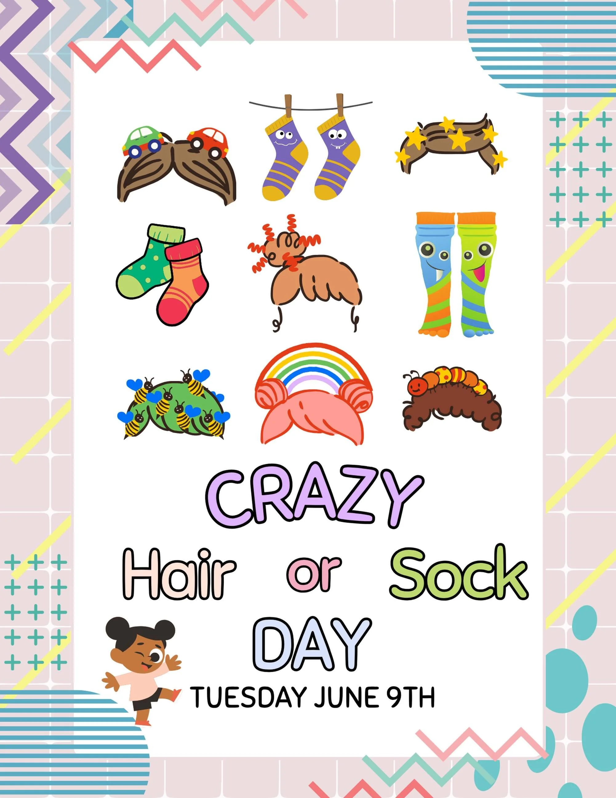 Get ready to show off your silliest socks or your wildest hairstyle! 🤪✨ We can&rsquo;t wait to see all the creative, colorful, and crazy looks our friends bring to school tomorrow!