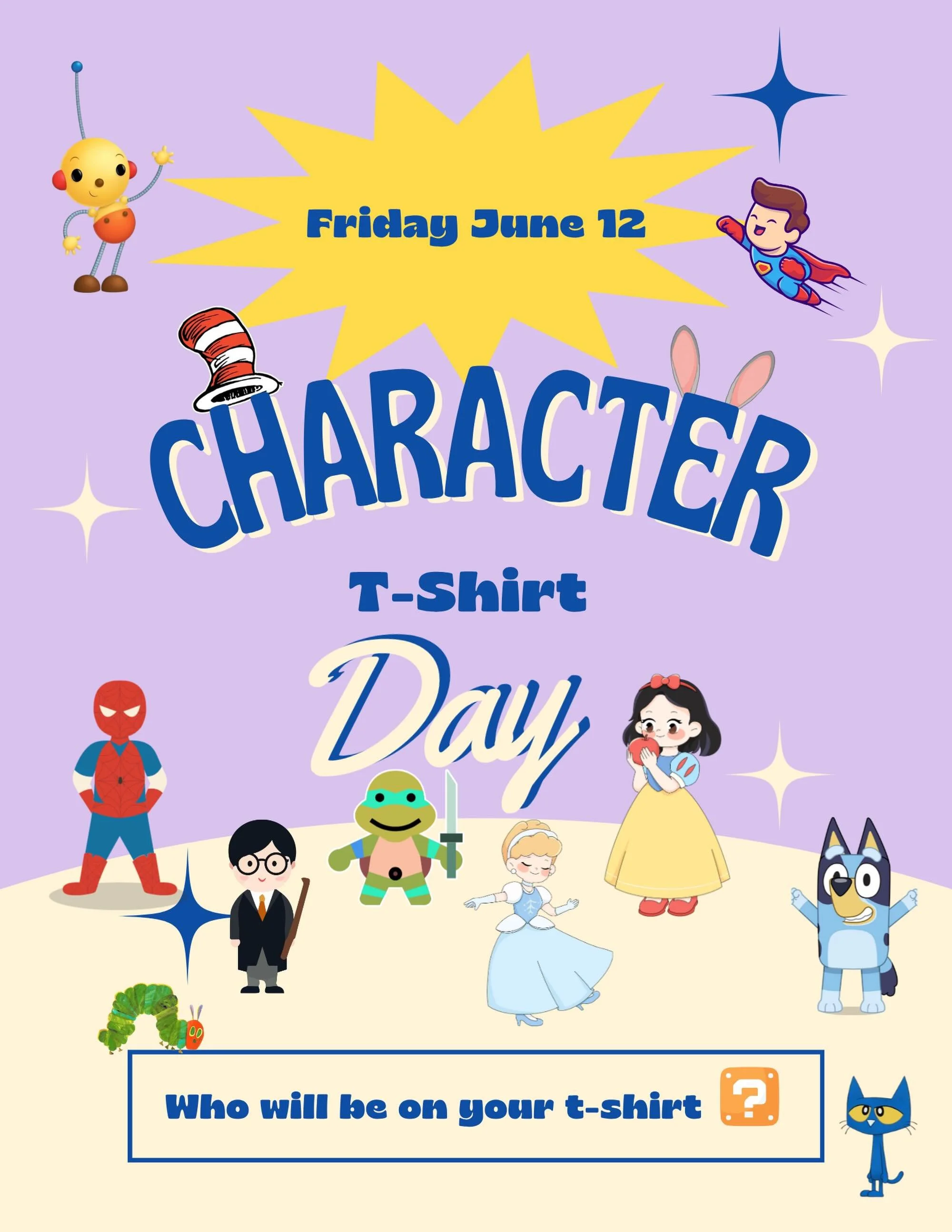 Tomorrow the kiddos are invited to wear a t-shirt featuring their favorite character. Superheroes, princesses, storybook favorites, and cartoon friends who will make an appearance at SOPNS? 🦸&zwj;♂️👸🐛🐶 We can&rsquo;t wait to see all the creativit