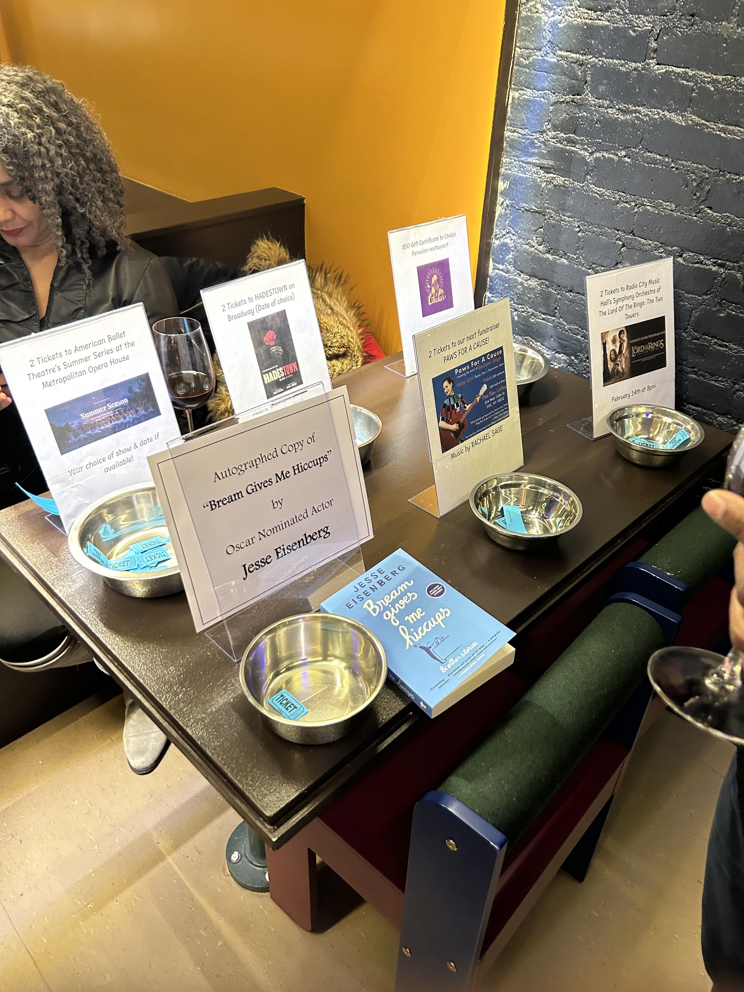 Our raffle table at a private event at Doden on Broadway.