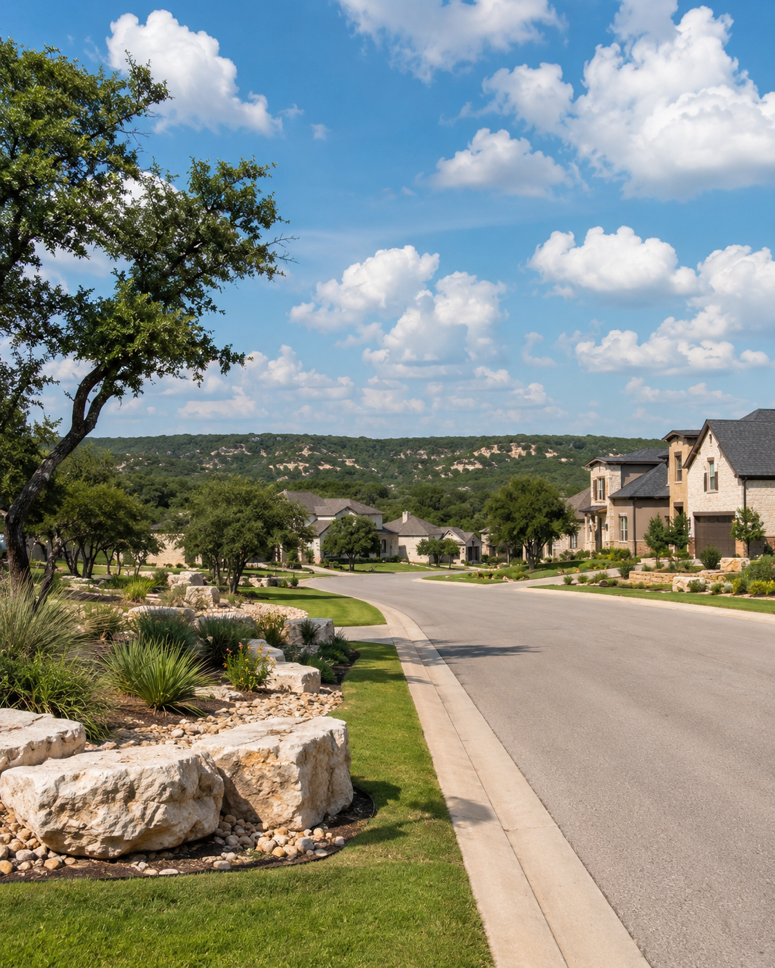 Leander Texas neighborhood with homes