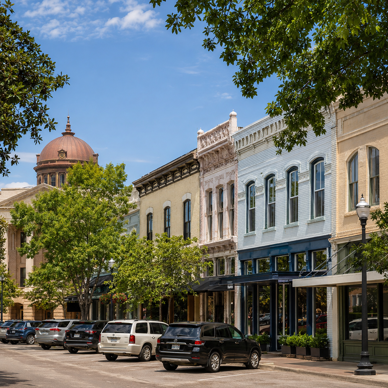 Historic downtown streetscape in georgetwon