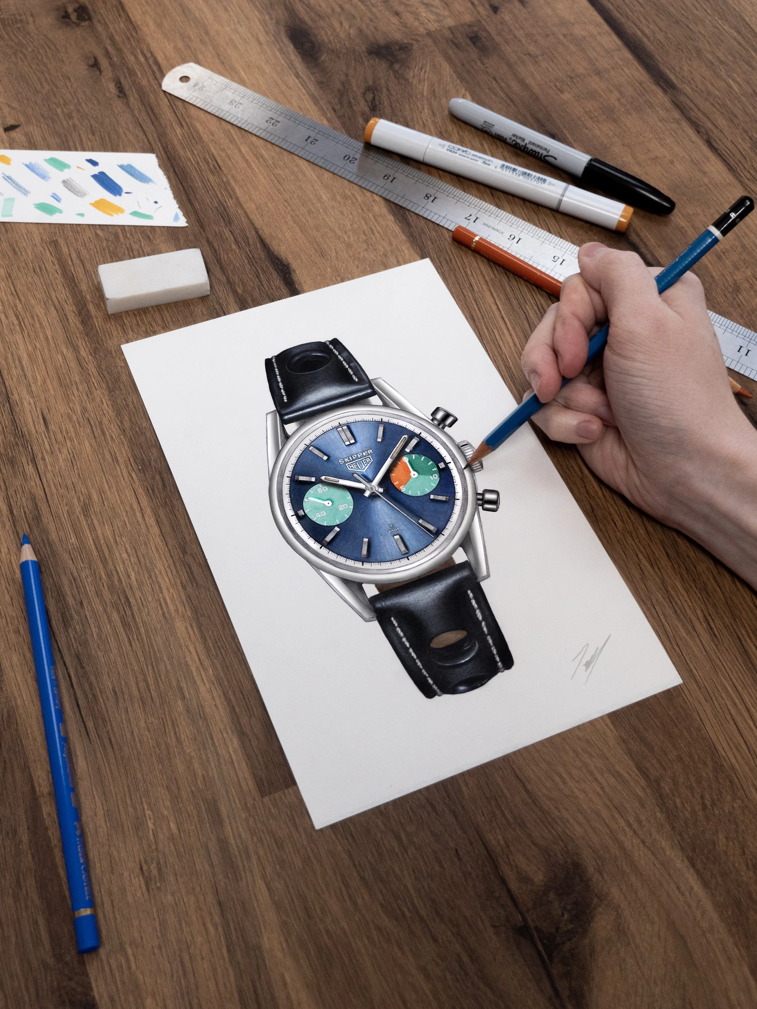 Heuer Skipper 7754 Illustration Print