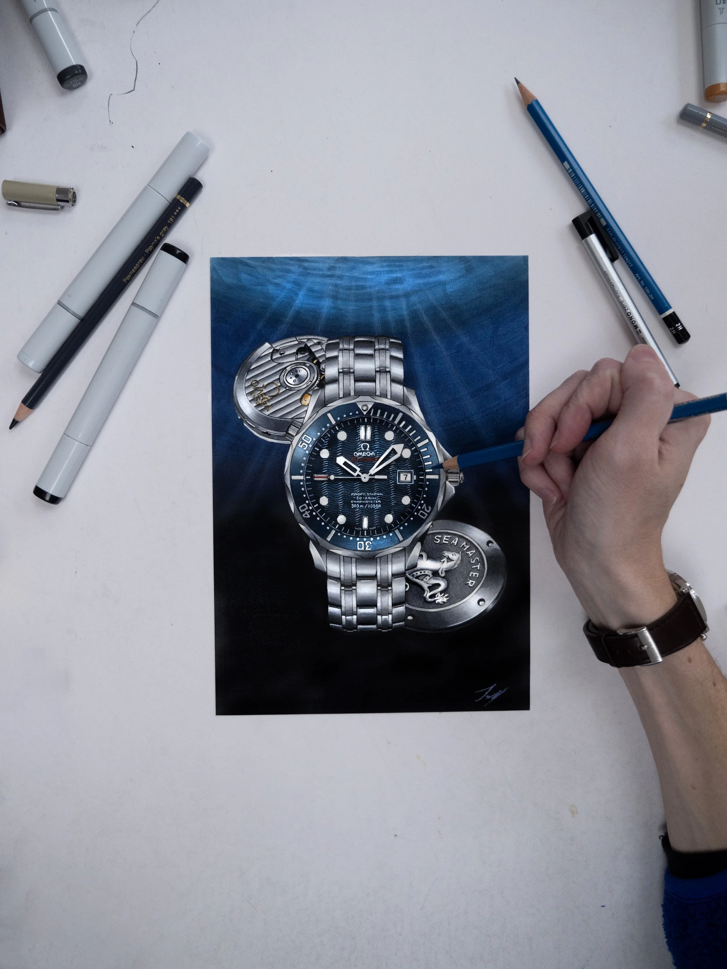 Omega Seamaster 2220.80 Illustration Limited Edition Print