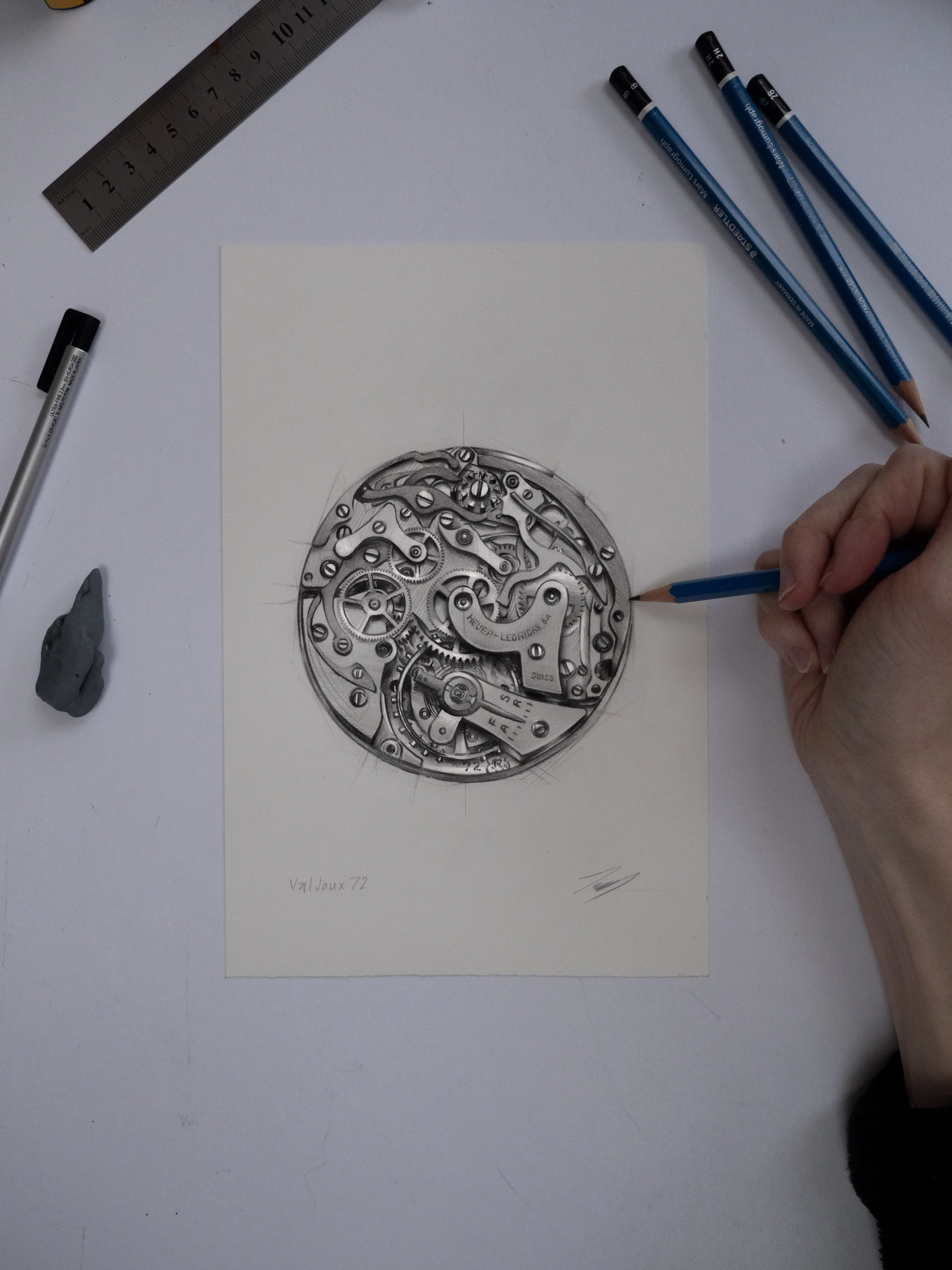 Valjoux 72 Movement Original Illustration
