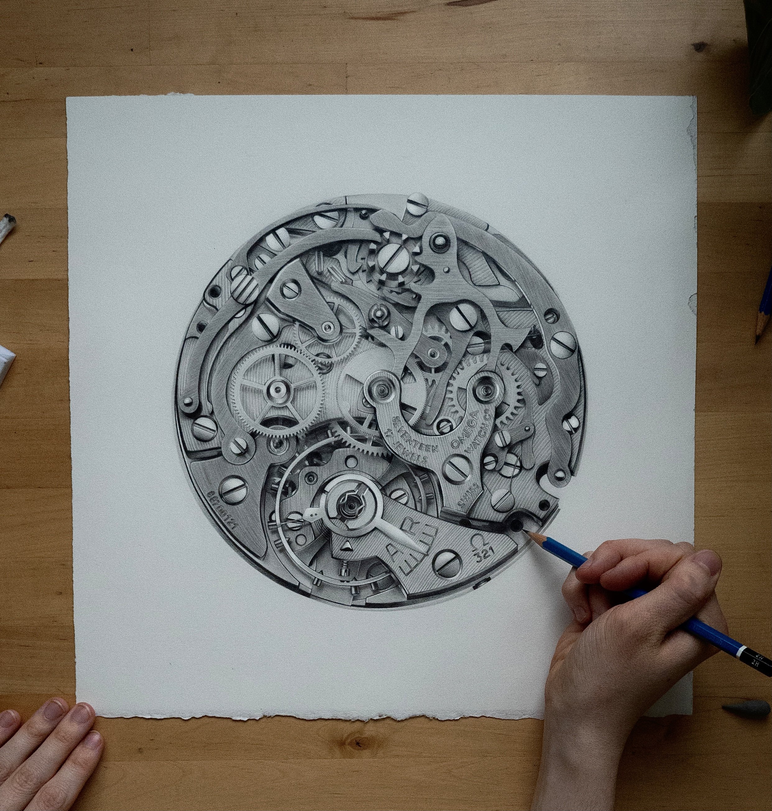 Omega Cal. 321 Graphite Illustration Print
