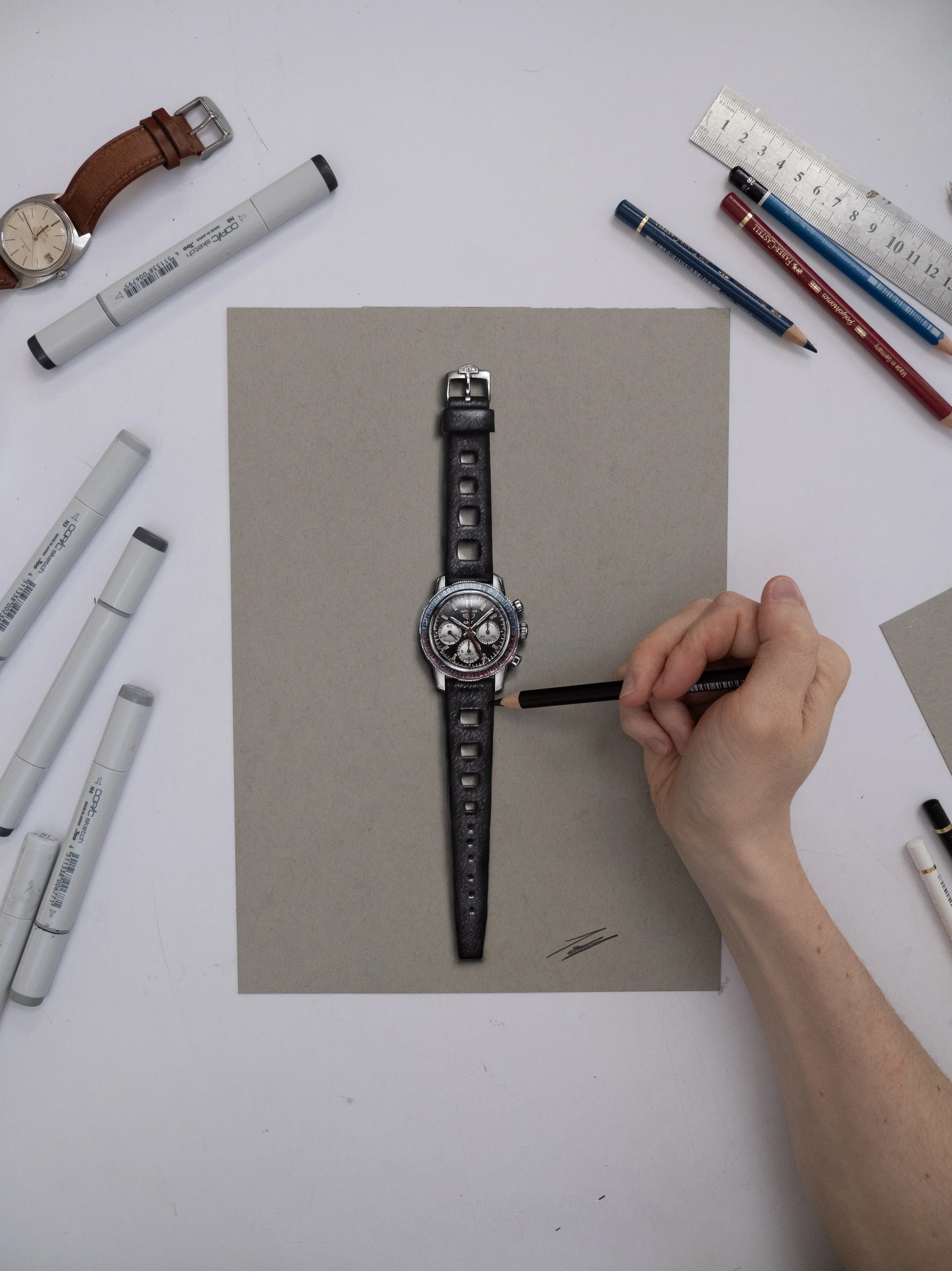 Heuer 2446C GMT 1969 Original Illustration
